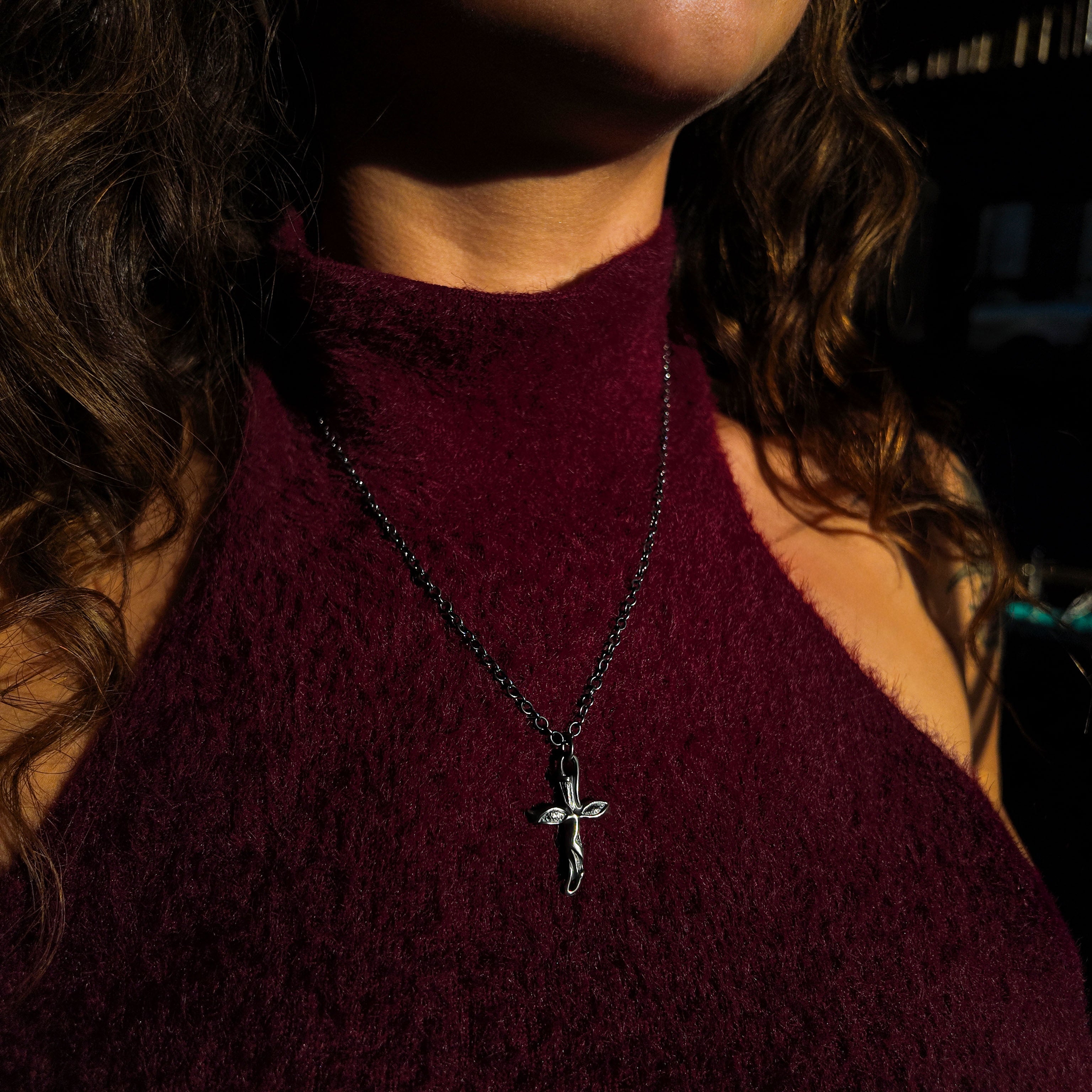Libertine Small Silver Cross Necklace
