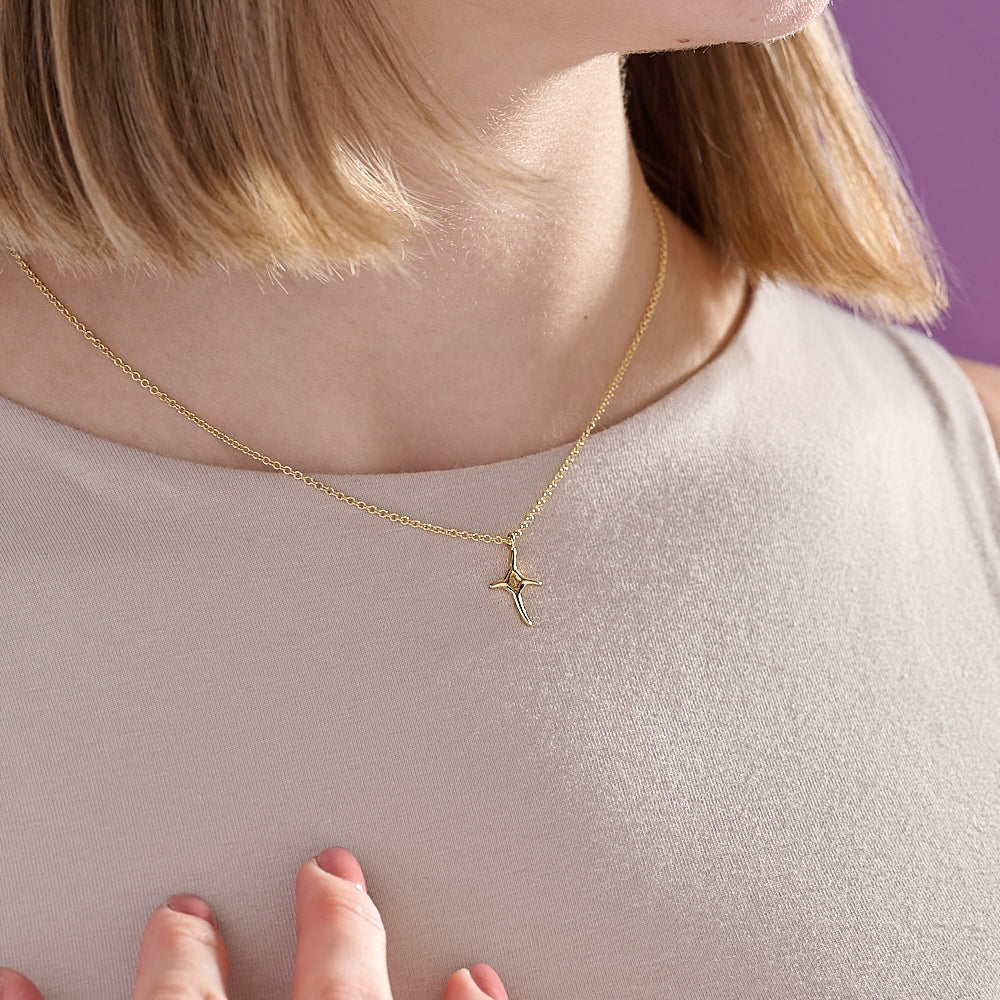 Little Things 9ct Gold Logo Cross Necklace