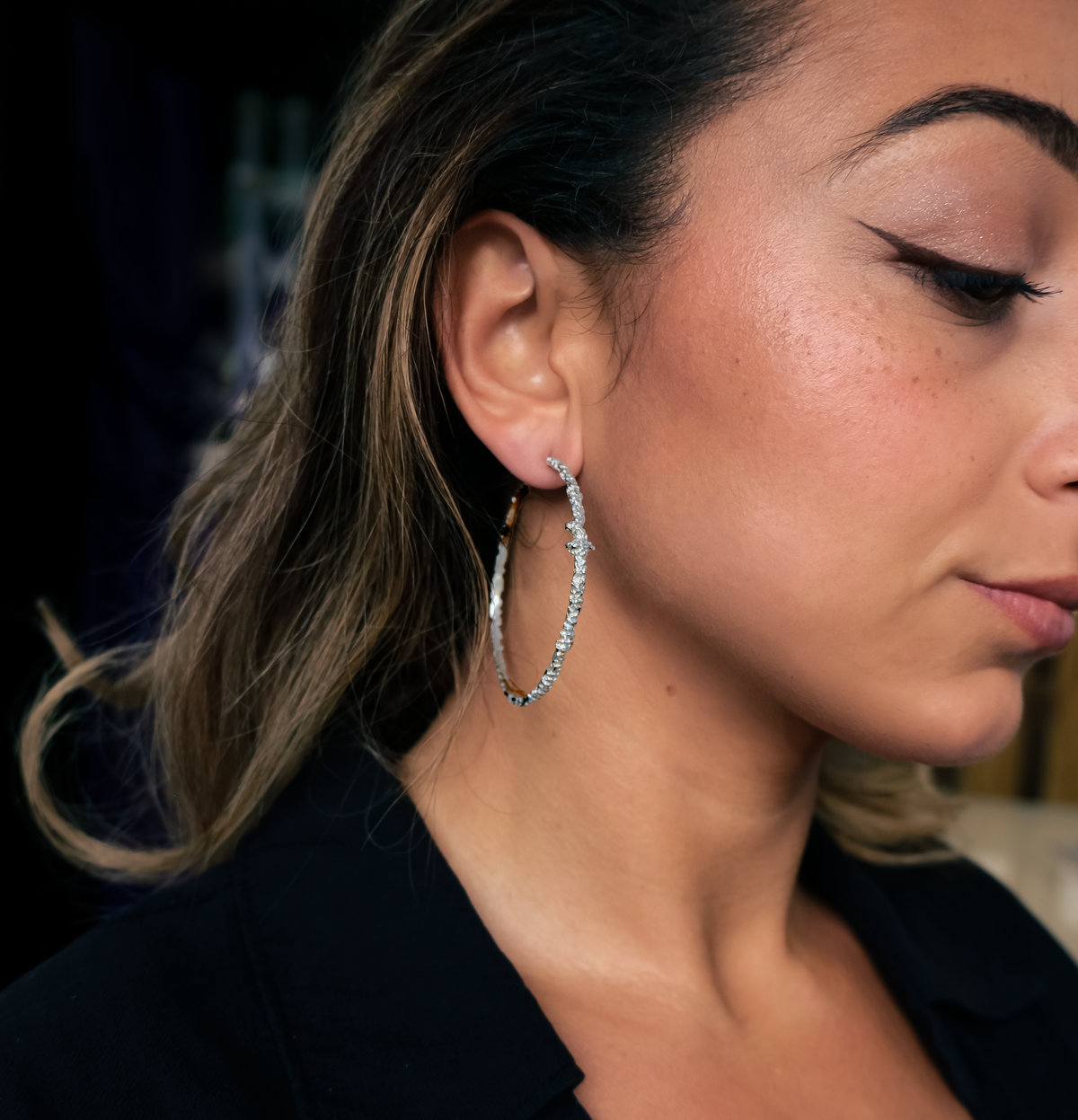 Luna Silver Large Hoop Earrings