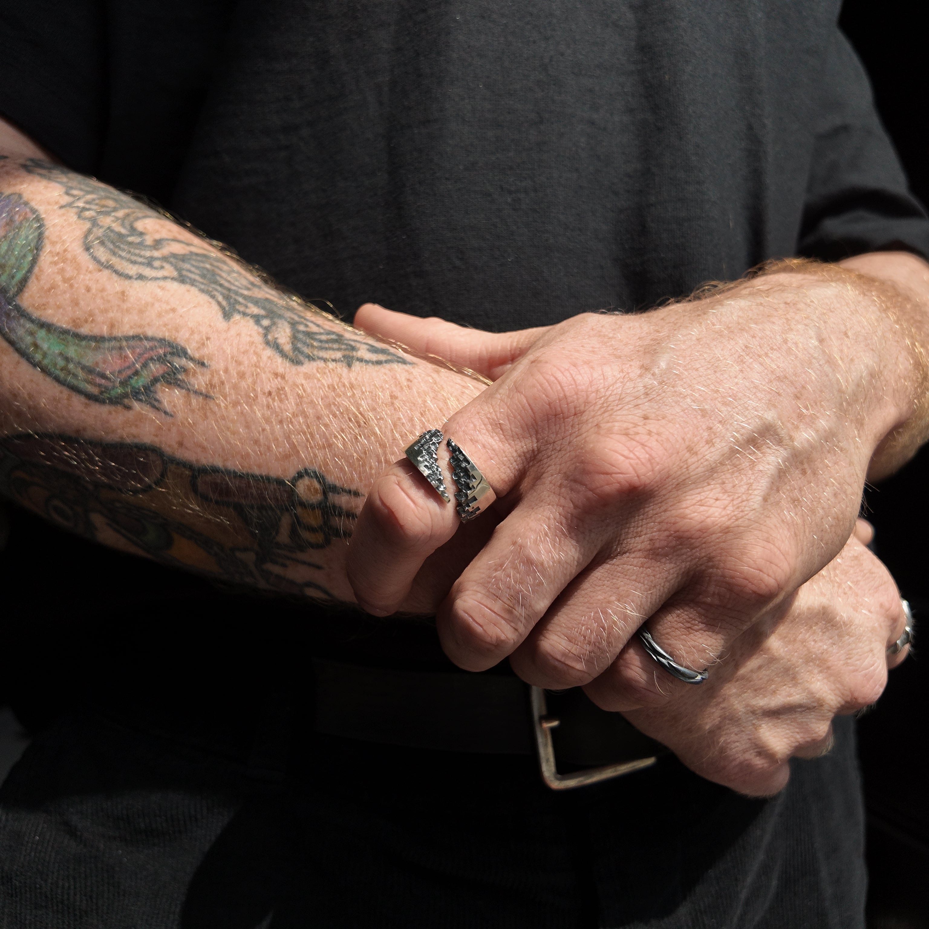 Luna Silver 10mm Diagonal Cut Ring