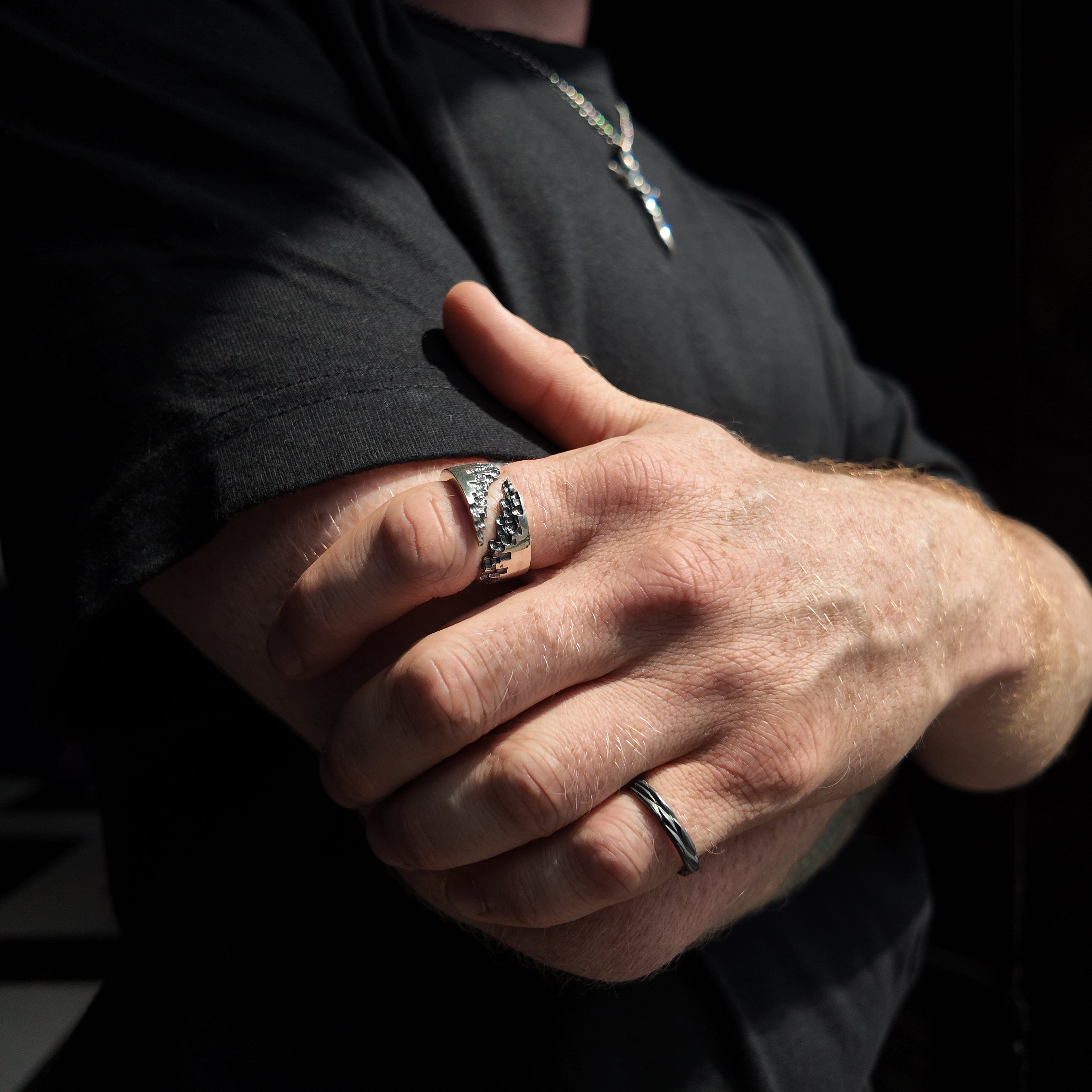 Luna Silver 10mm Diagonal Cut Ring