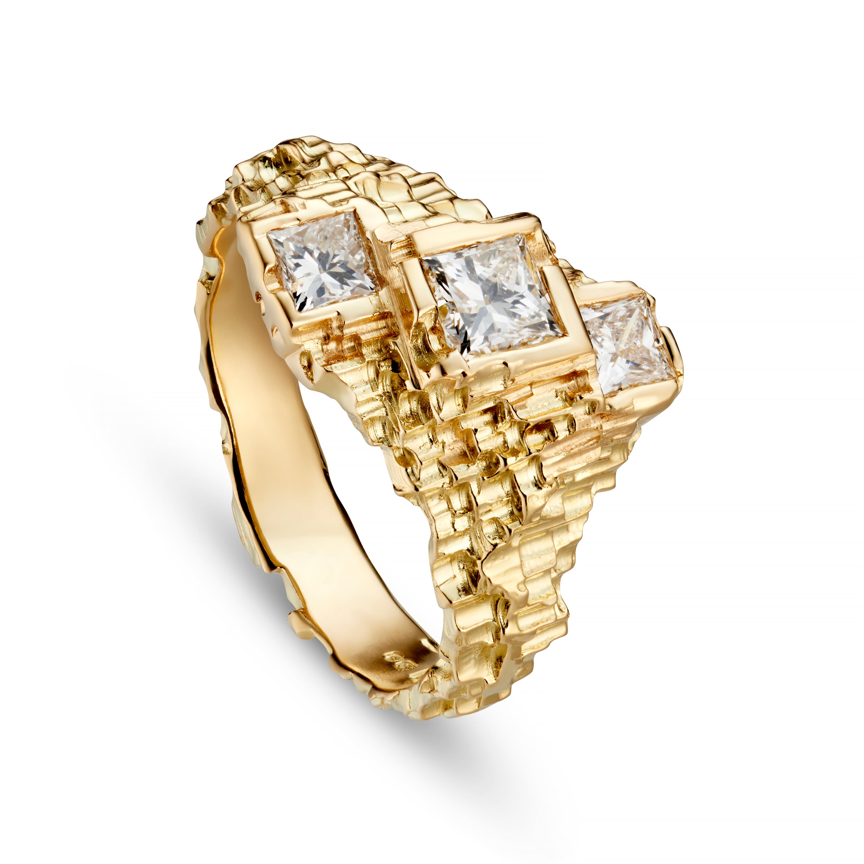 Luna 18ct Yellow Gold Triple Diamond Ring