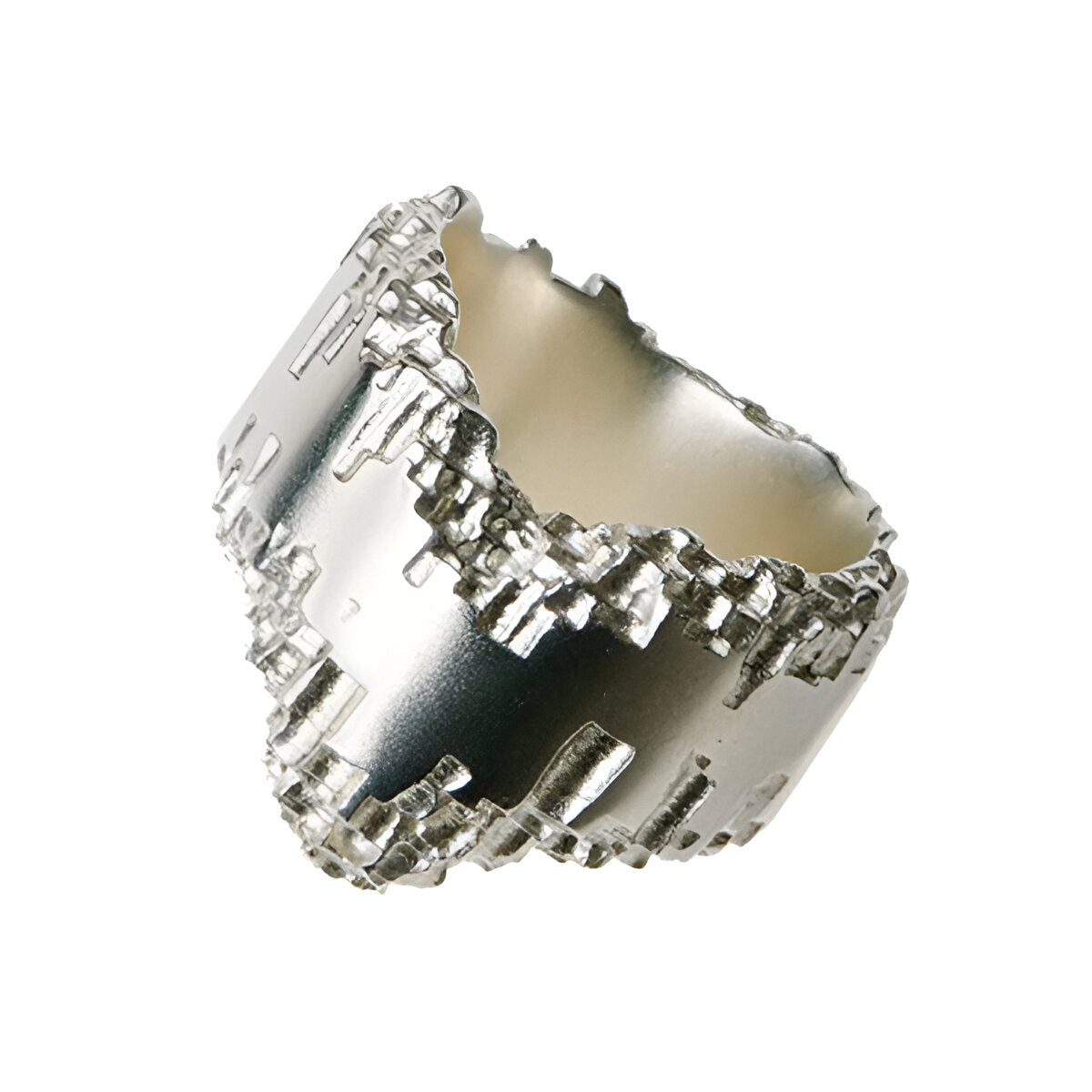 Luna silver wide flat centred Wishbone ring measuring 14mm in width.