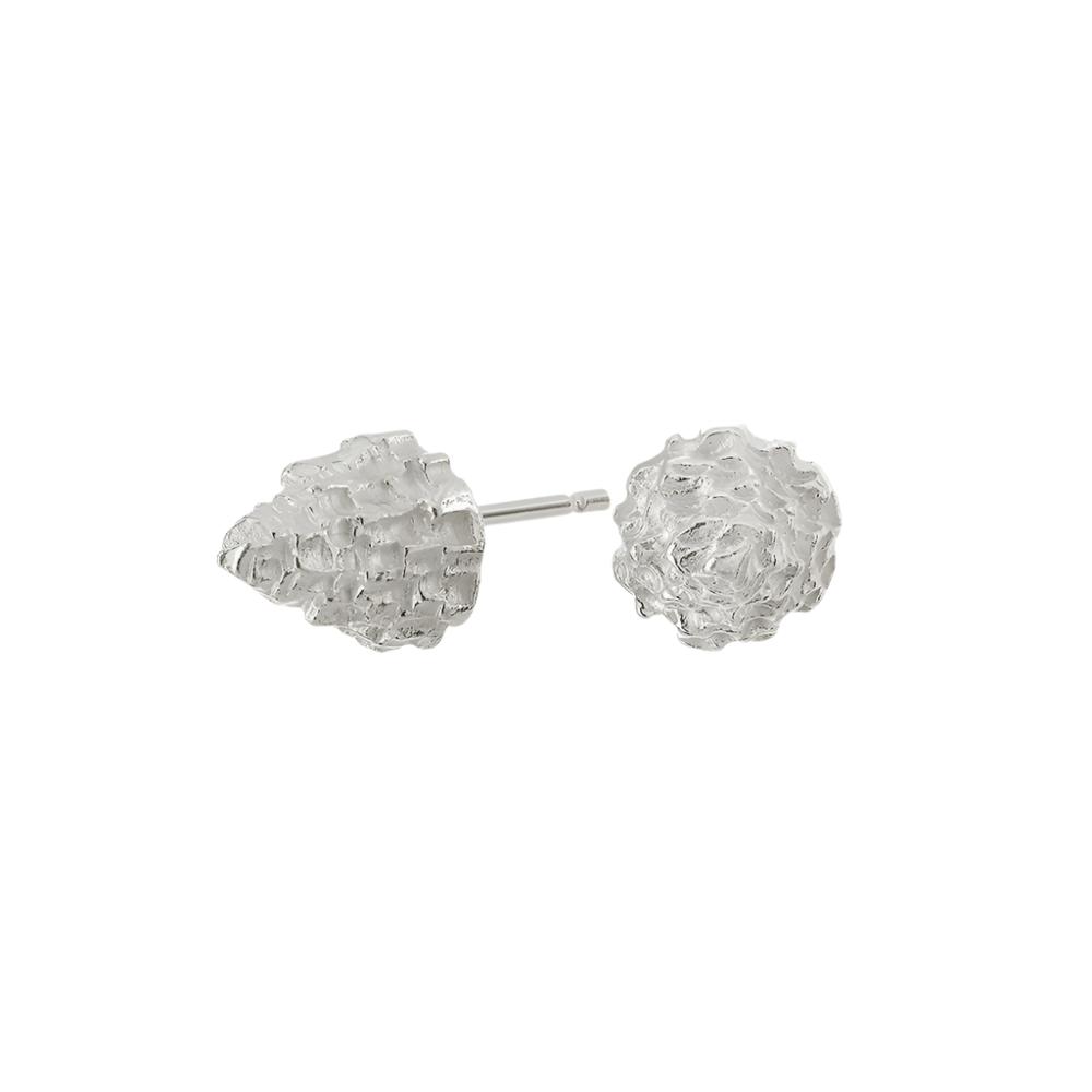 These Cone Lunas come in a silver finish. These textured studs measure 7mm wide and 8mm in length.