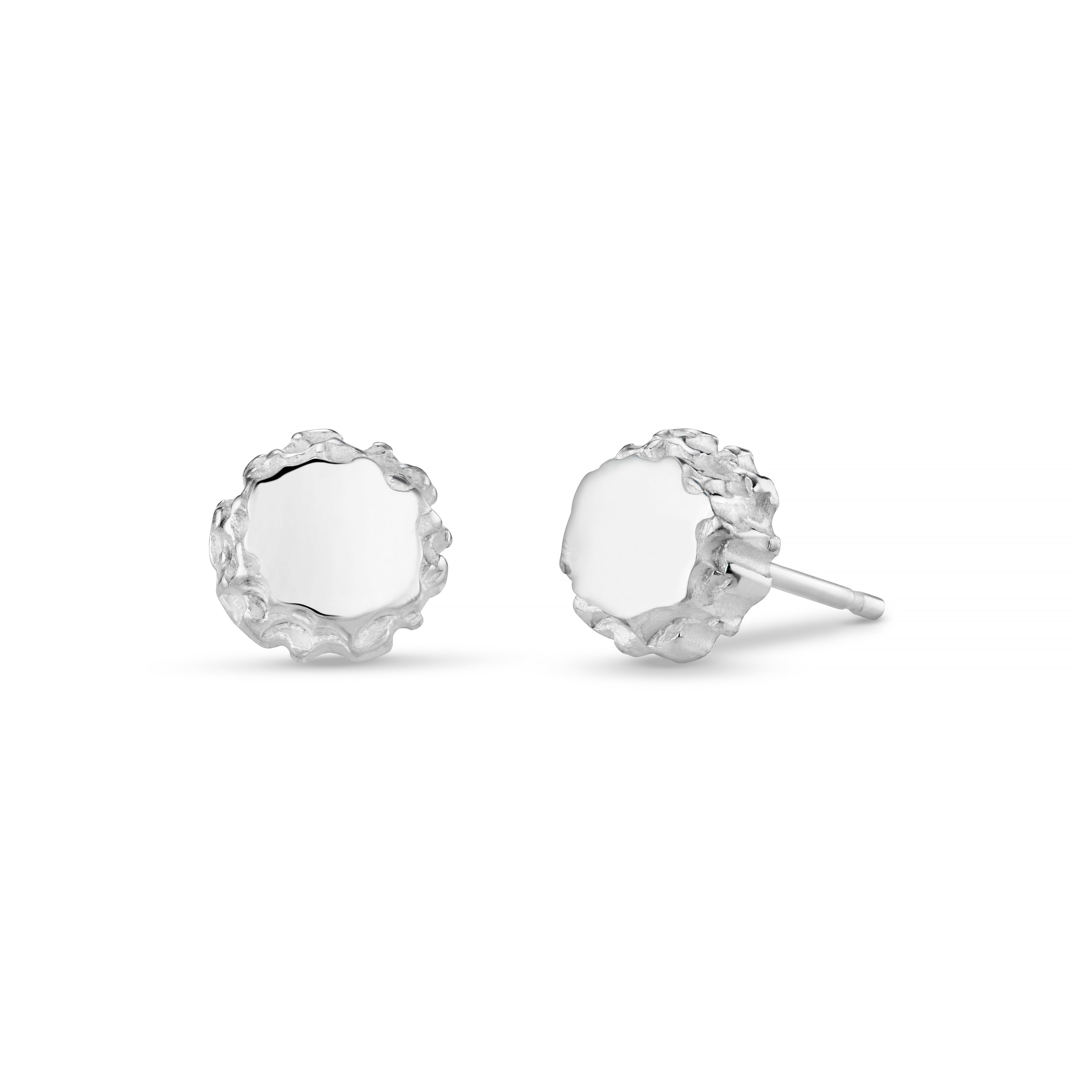 Luna Silver Round Ear Studs