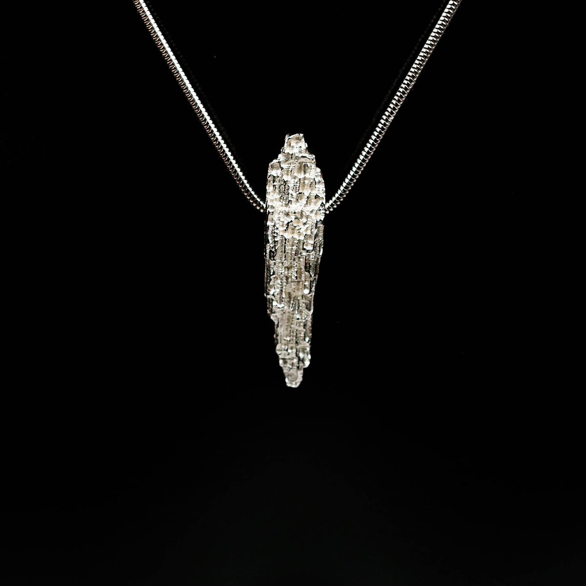 Luna Textured Pendant on Snake Chain