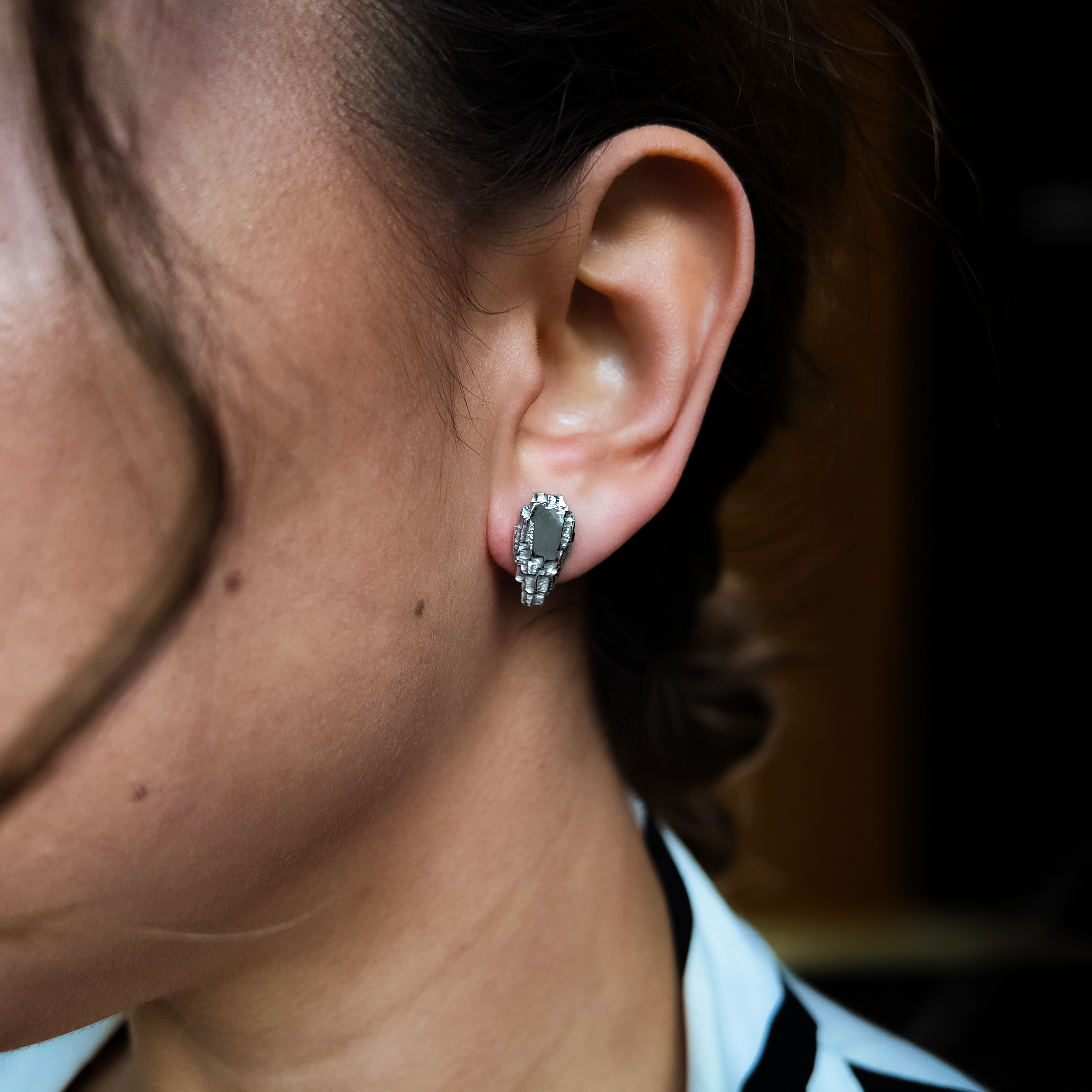 Luna Short Flat Centred Silver Studs