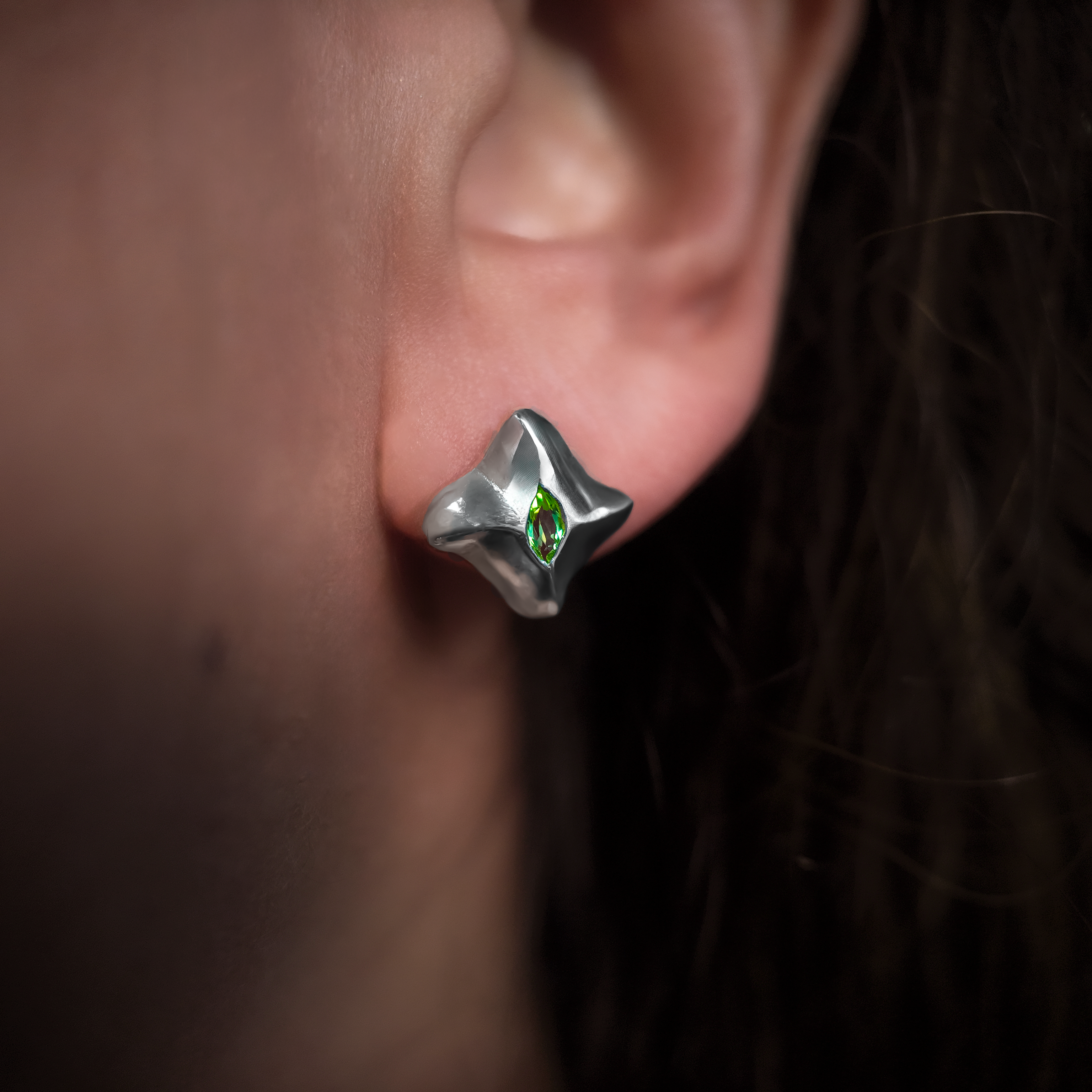 Mantaray Silver Gemstone Ear Studs