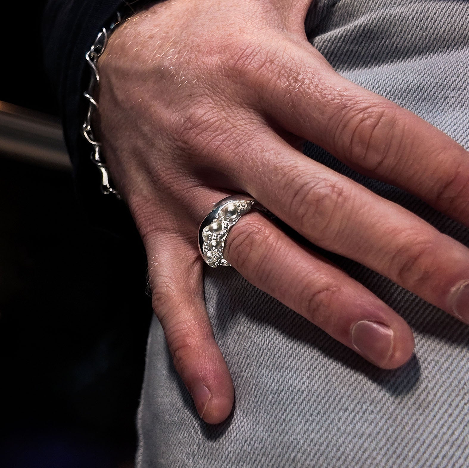 Moon Silver Half Bombé Ring