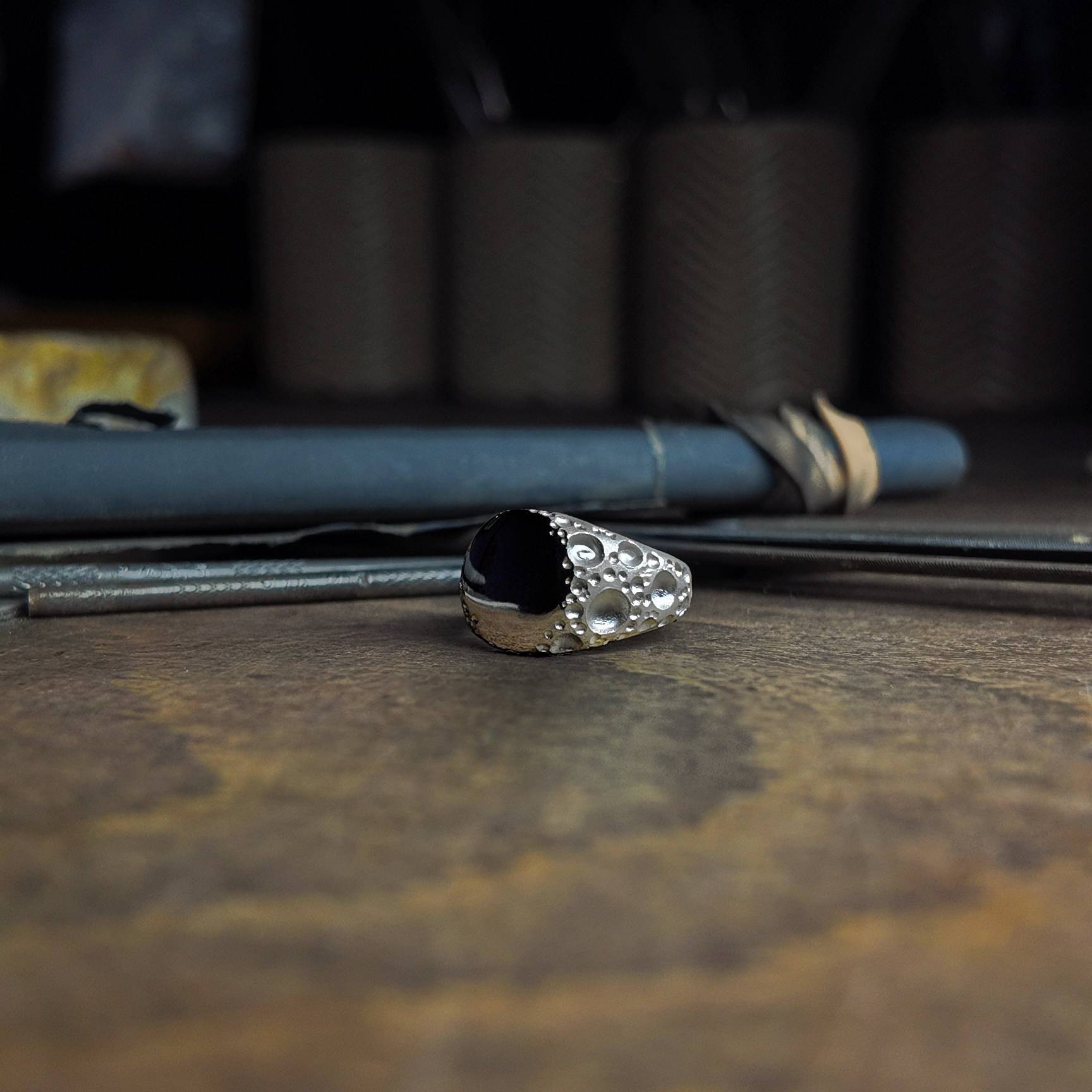 Moon Heavy Silver Signet Ring