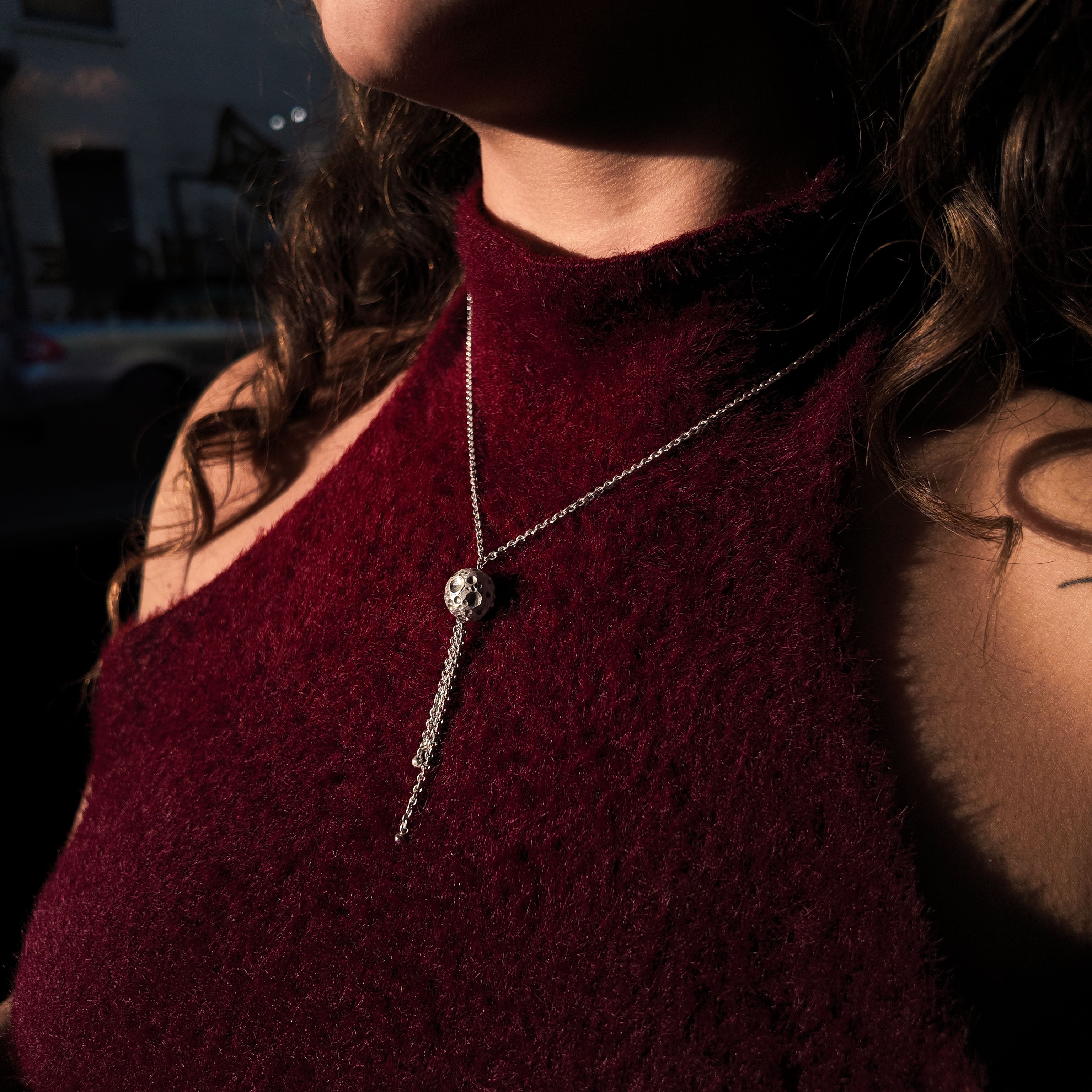 Moon Silver Tassel Necklace