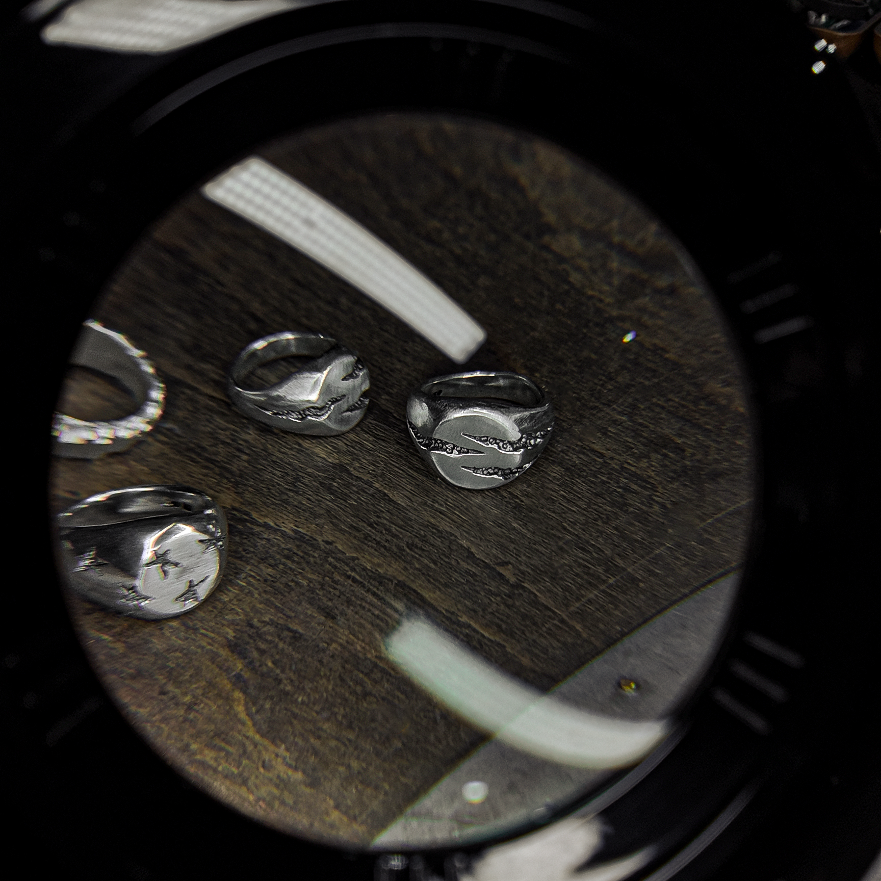 Slashed Heavy Silver Signet Ring