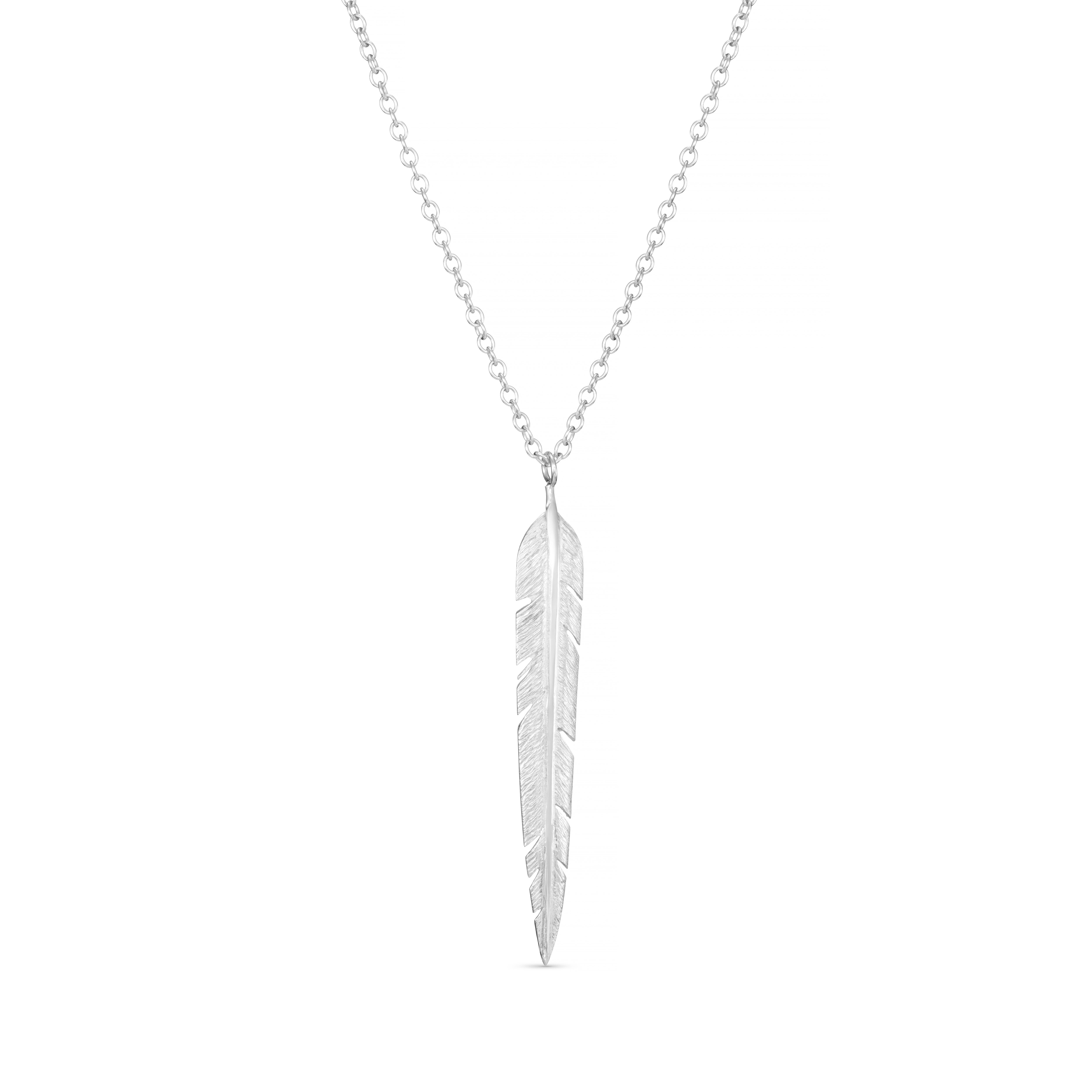 Feather Large Silver Necklace