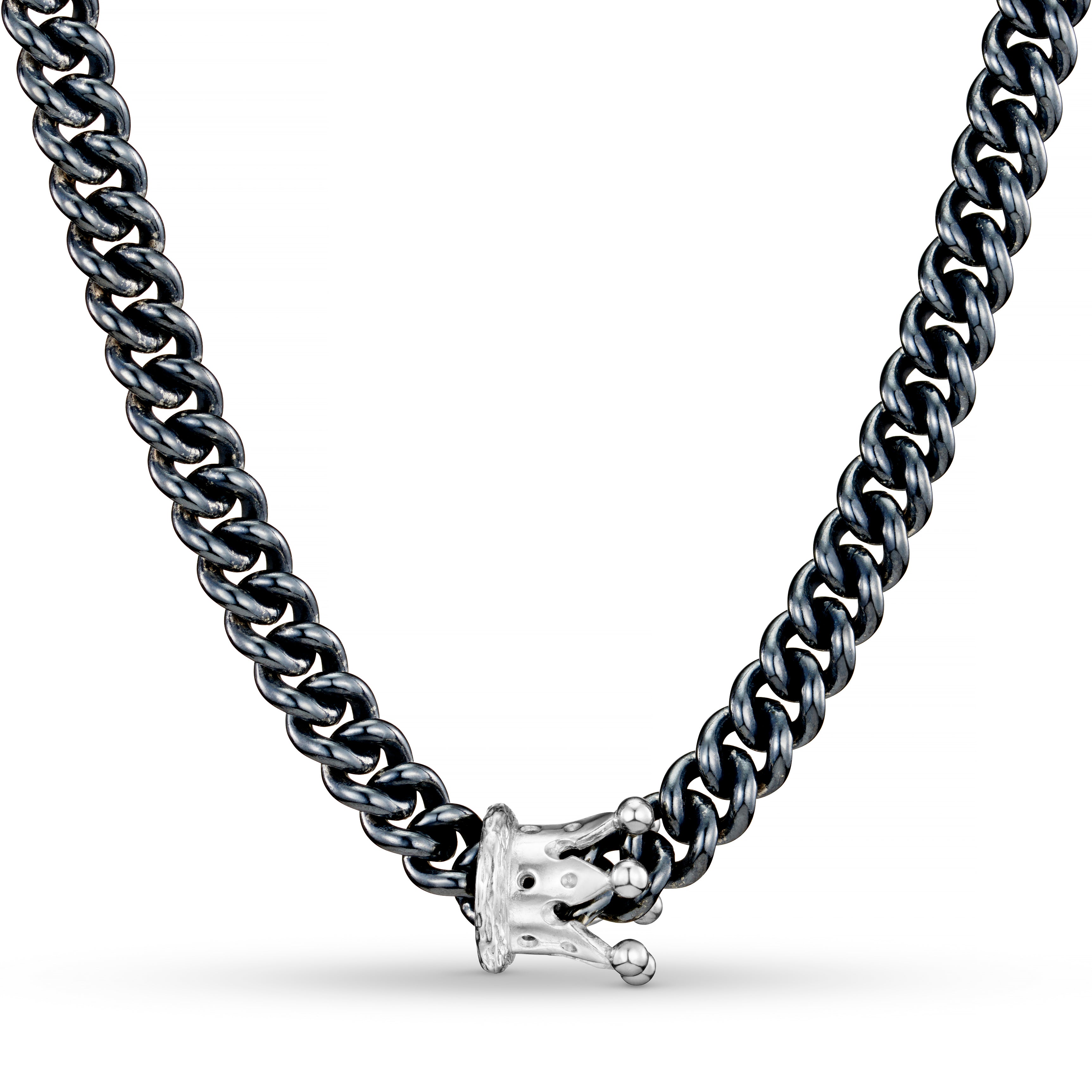 King & Queen Silver Crown Necklace