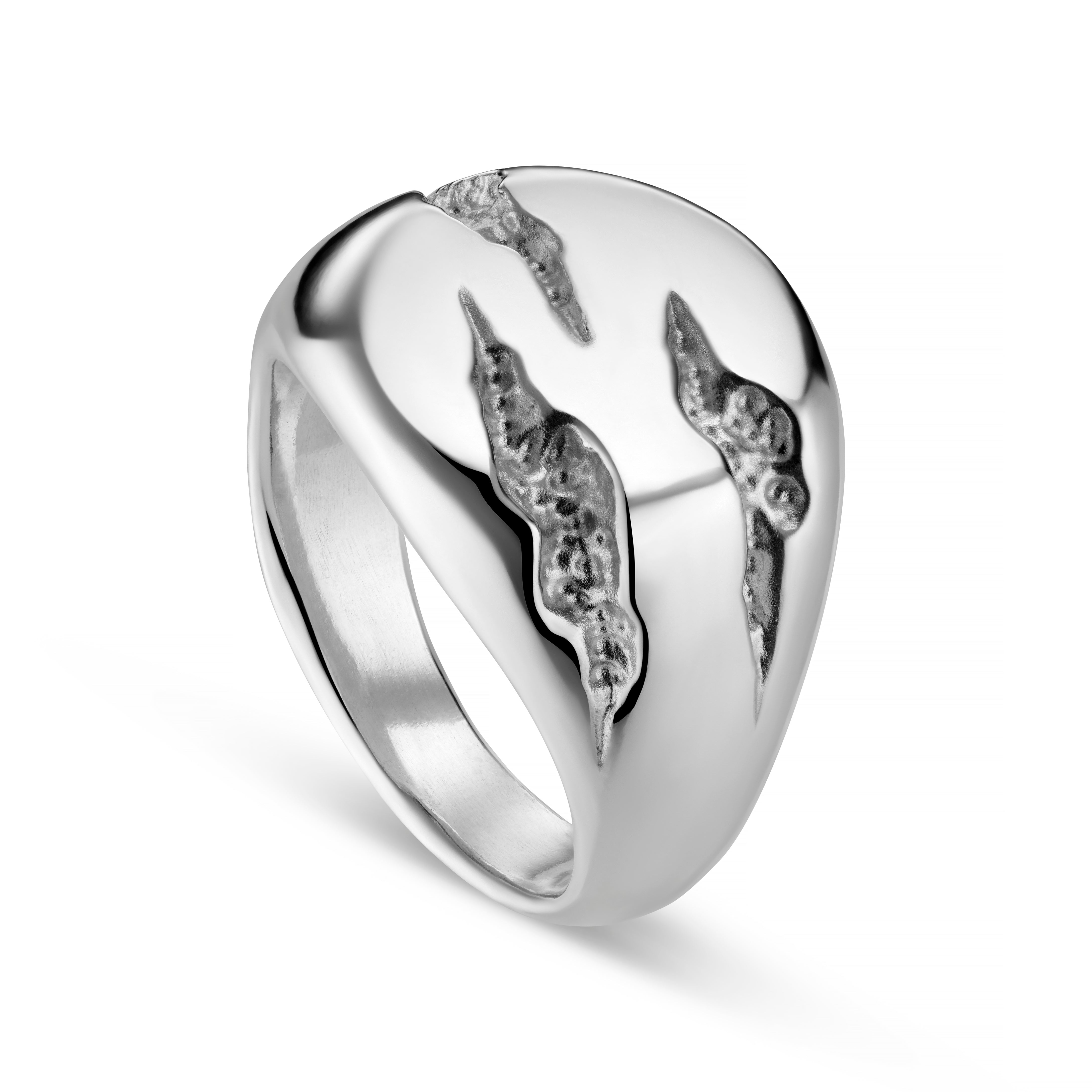 Slashed Small Silver Signet Ring
