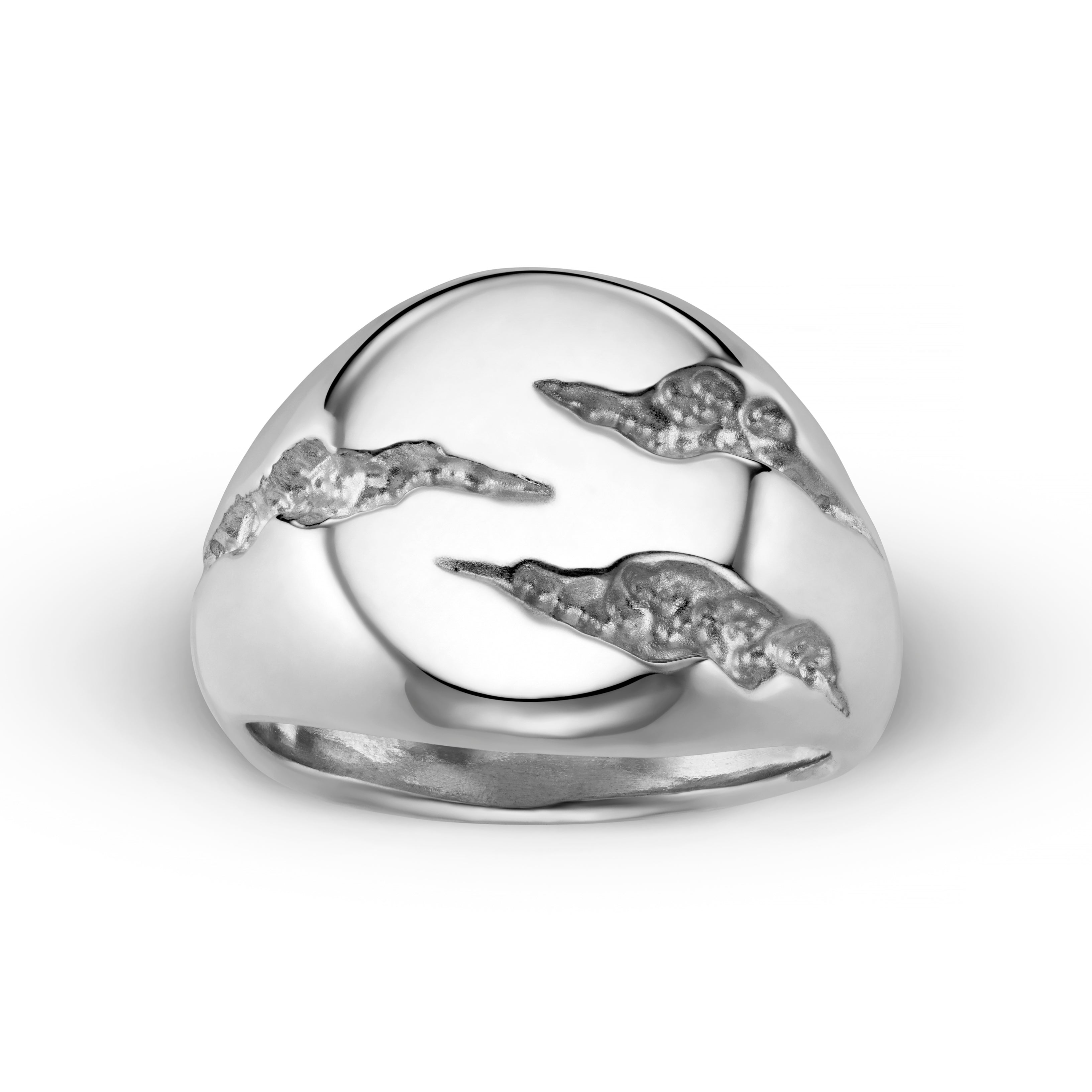 Slashed Small Silver Signet Ring