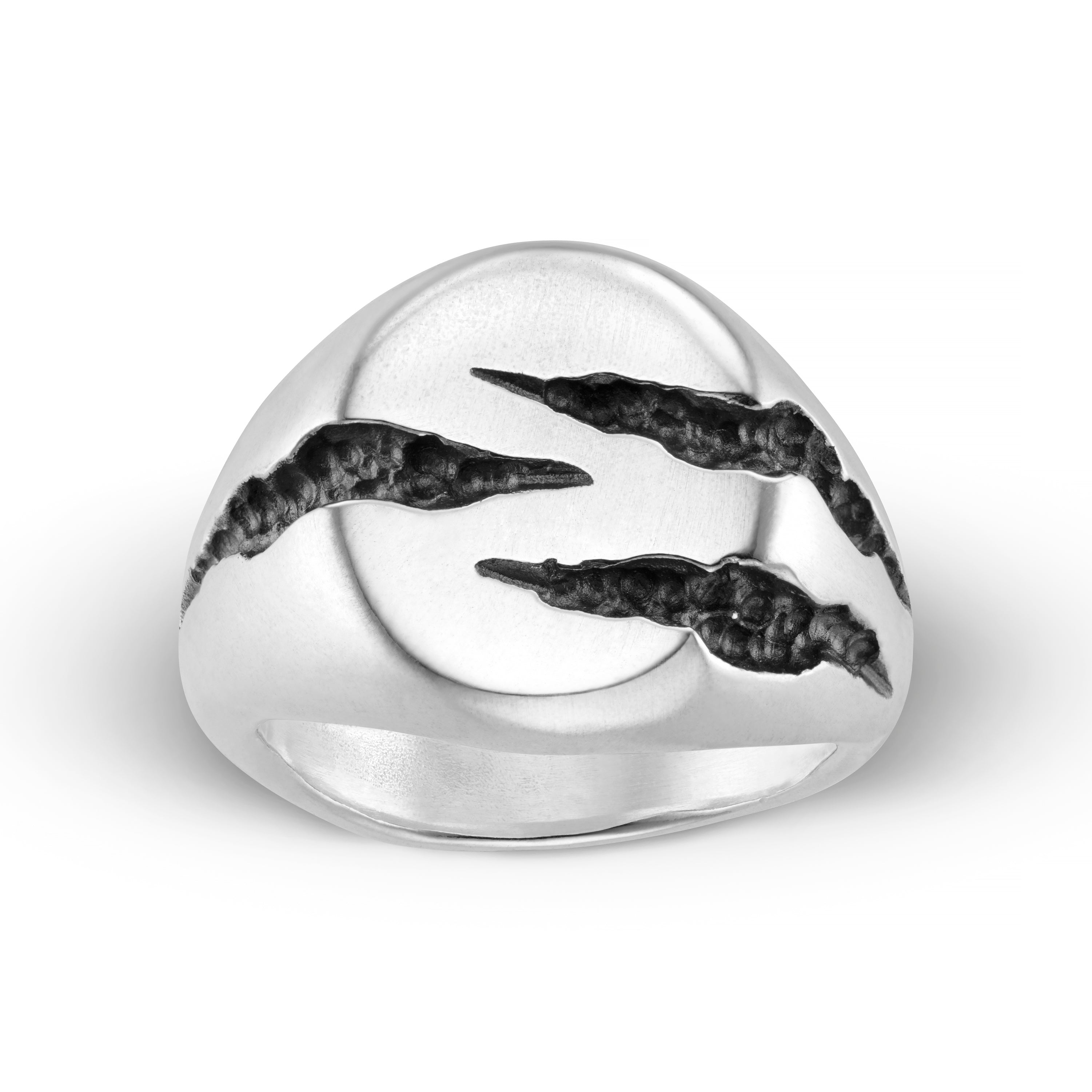 Slashed Heavy Silver Signet Ring