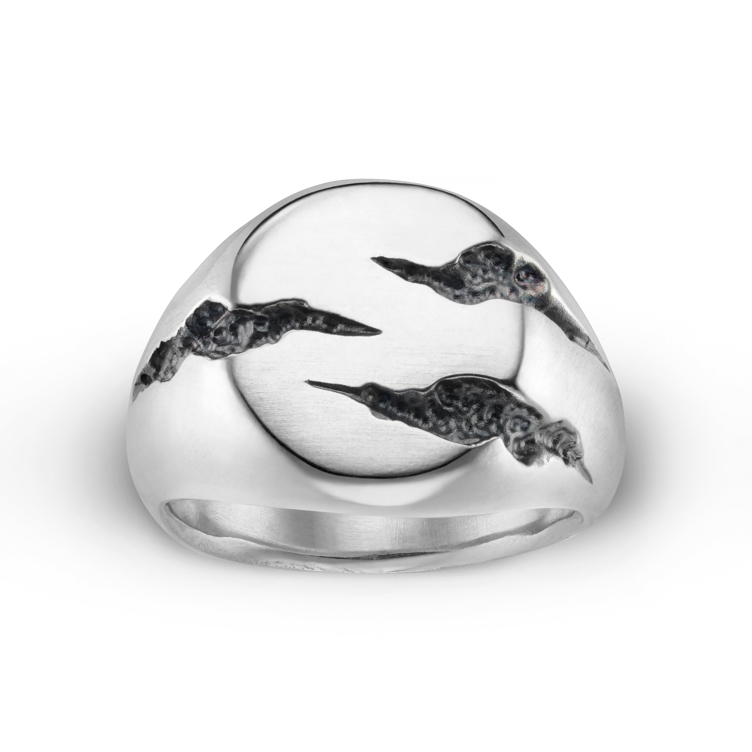 Slashed Small Silver Signet Ring