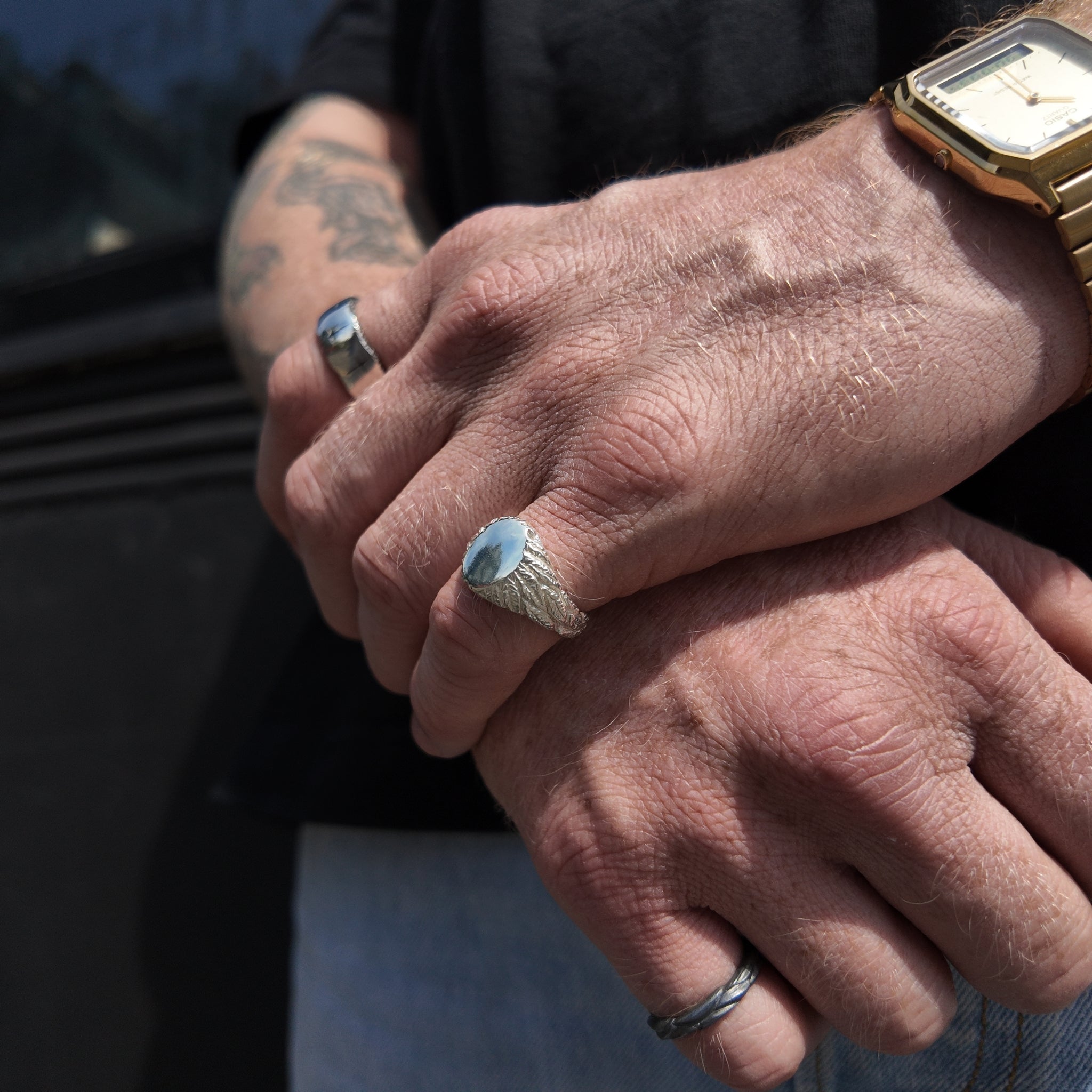 Feather Small Silver Signet Ring