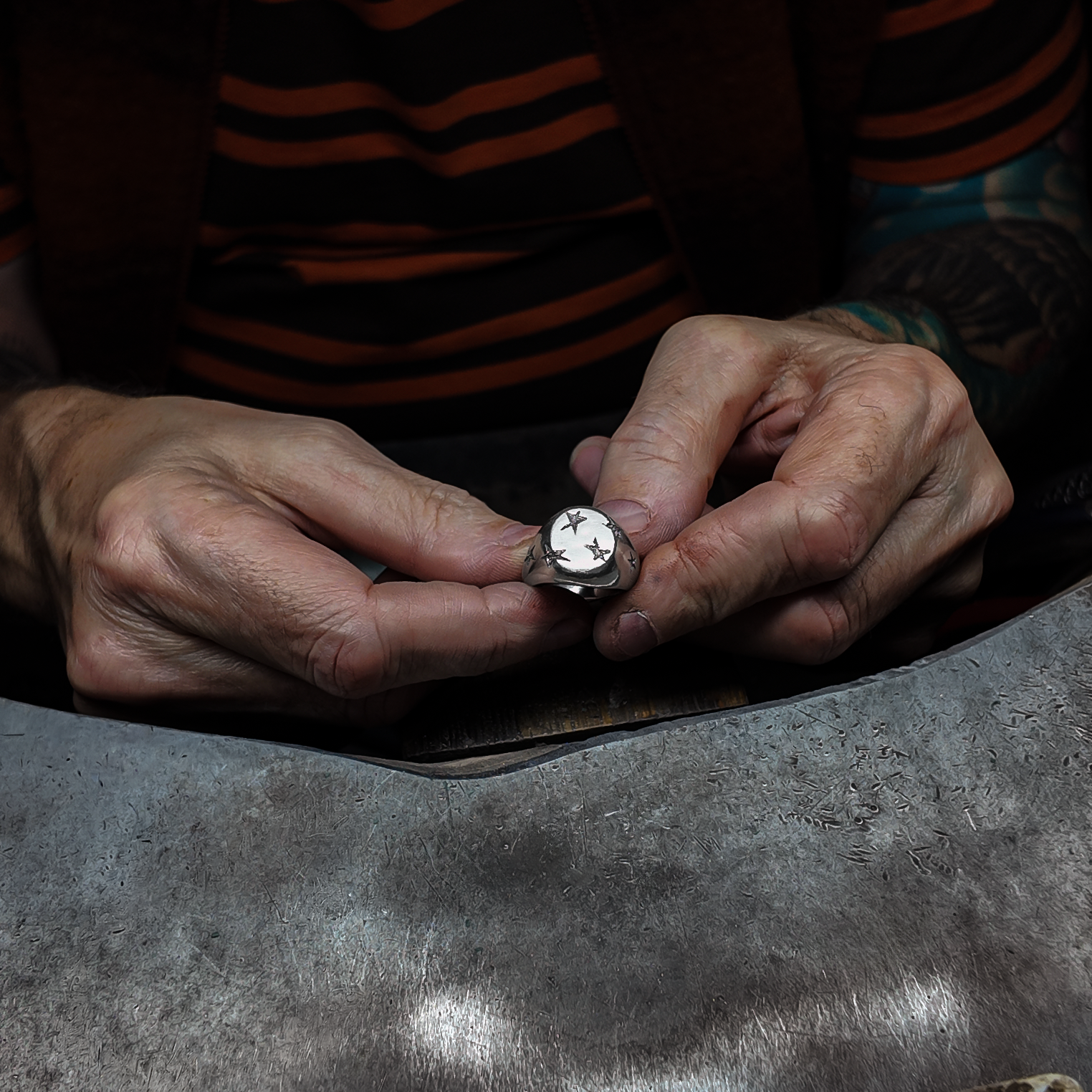 Star Heavy Silver Signet Ring