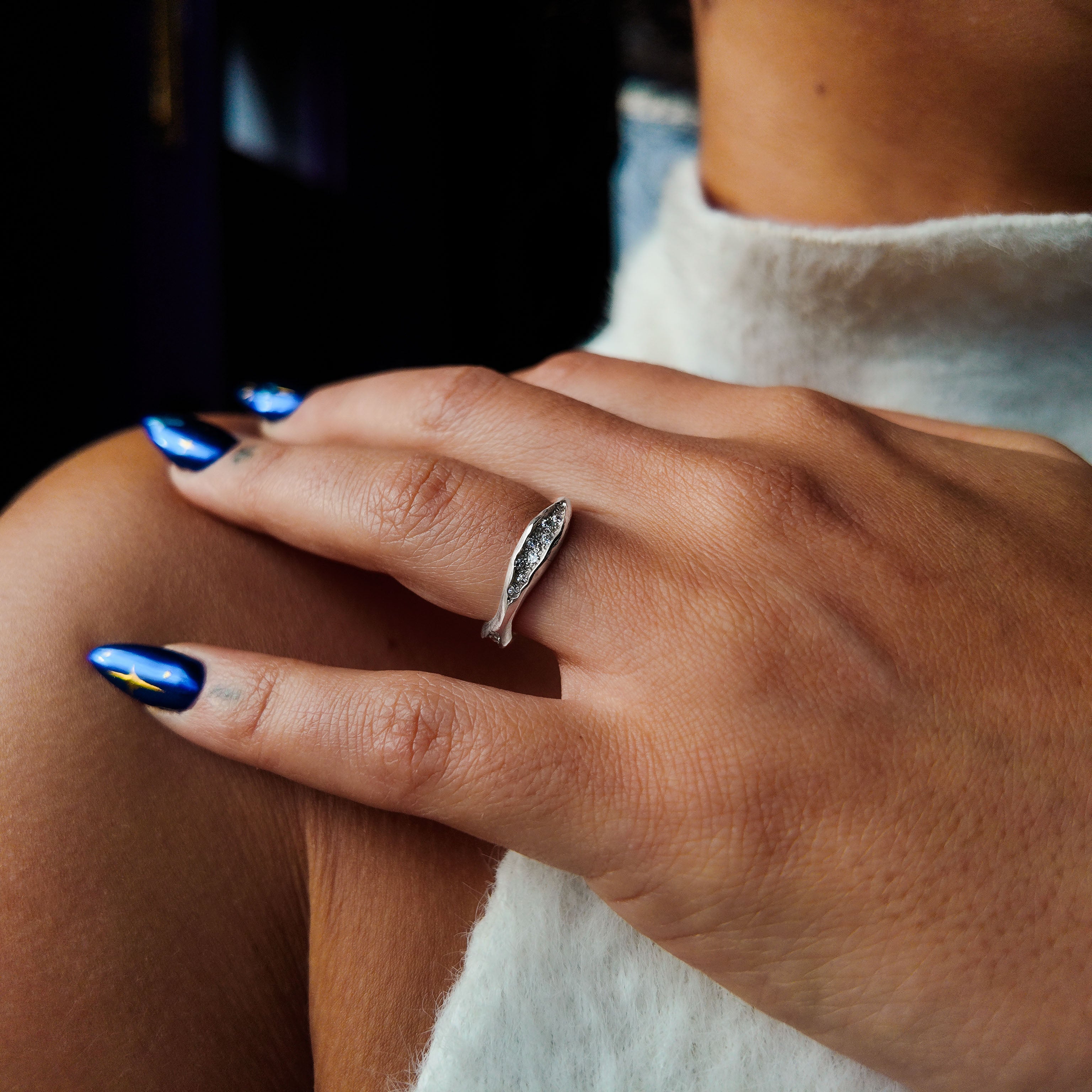 Triffid Platinum Triple Section Diamond Ring