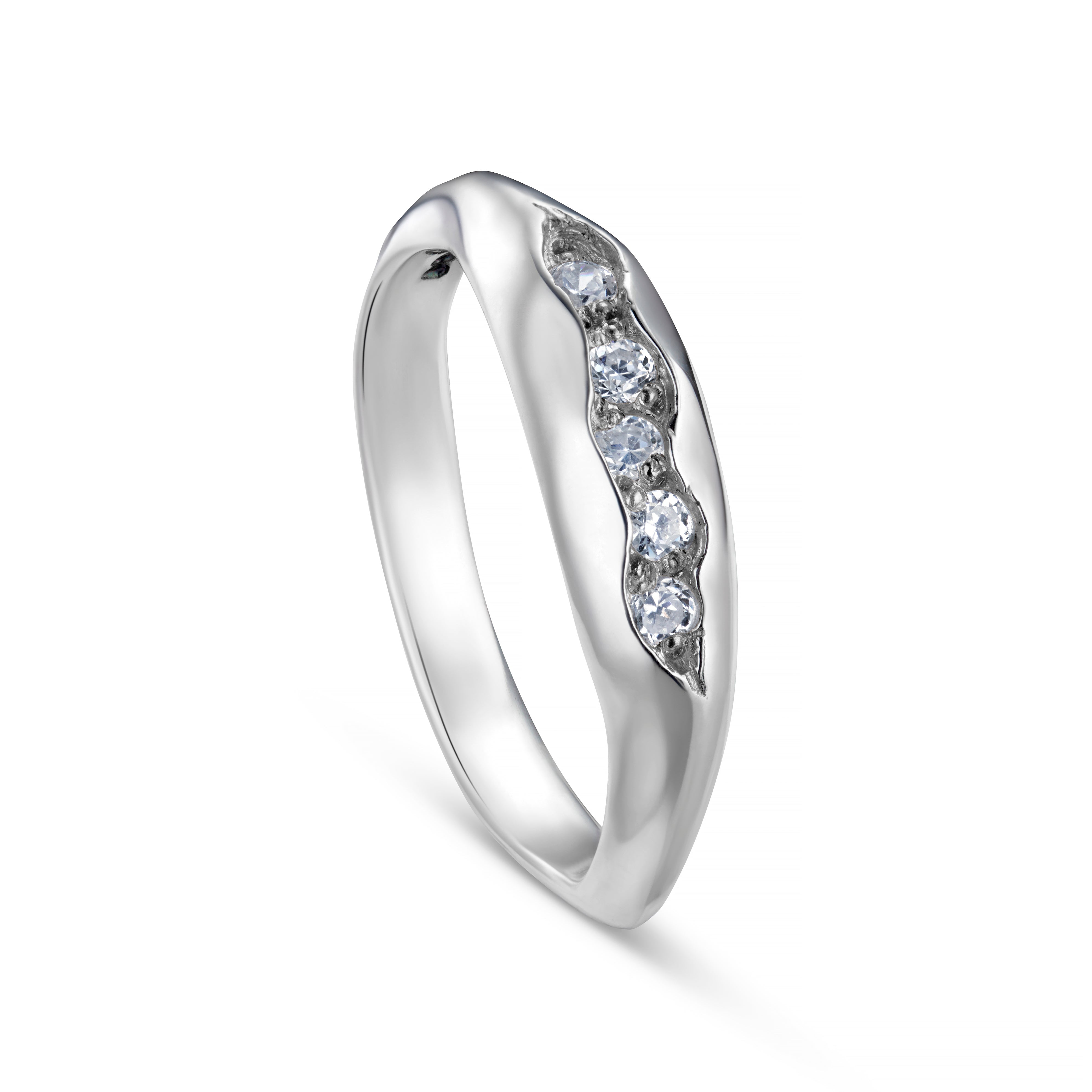 Triffid Silver Single Row Cubic Zirconia Ring