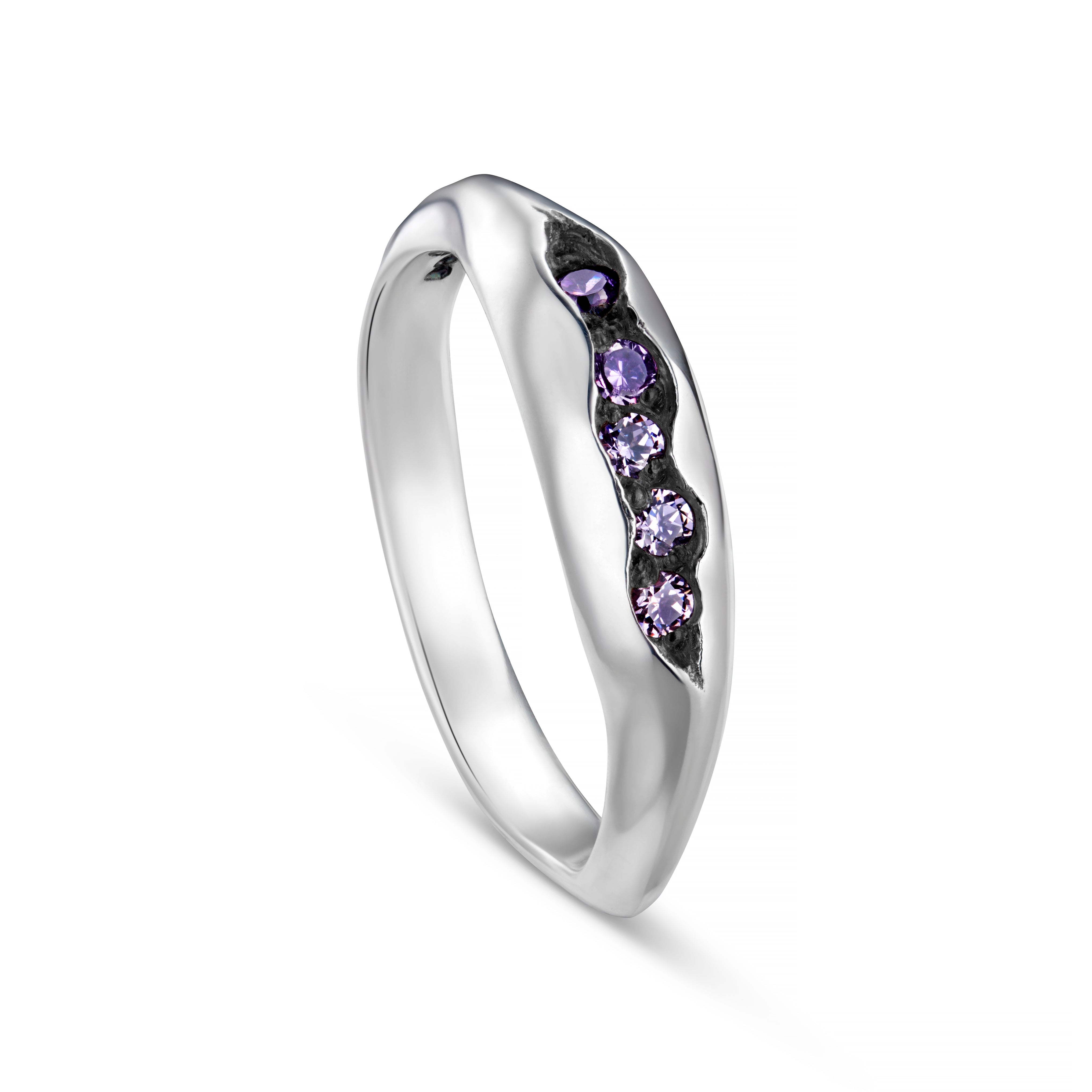 Triffid Silver Single Row Cubic Zirconia Ring