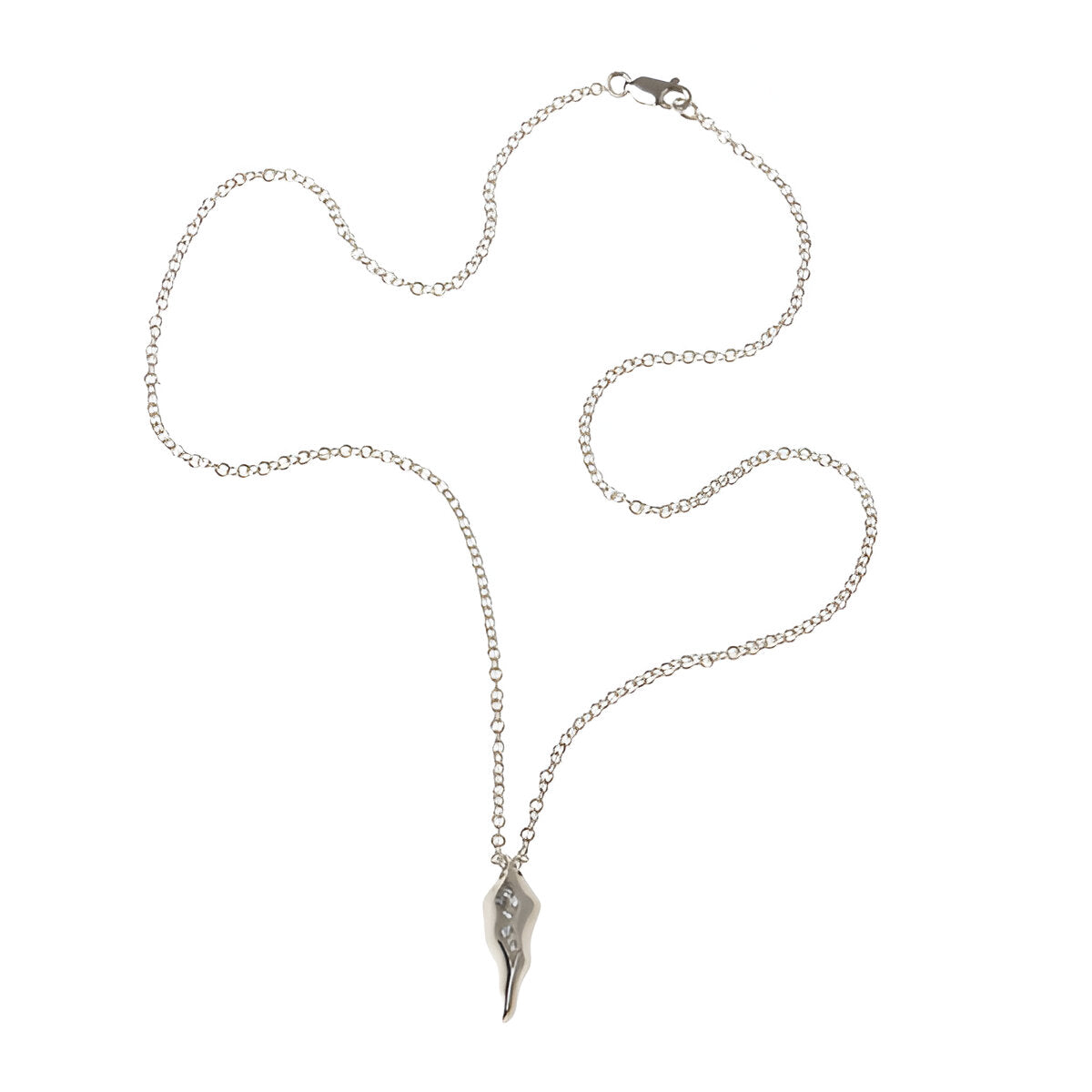 18" silver trace chain with Jeremy's signature Triffid style pendant pavé set with white cubic zirconias.