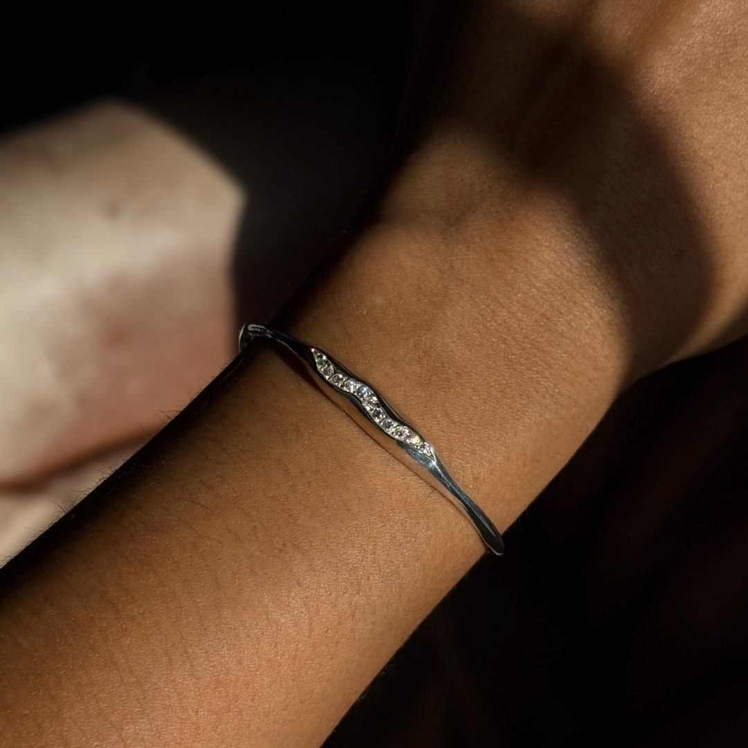 Triffid Silver Pavé Set Cubic Zirconia Cuff