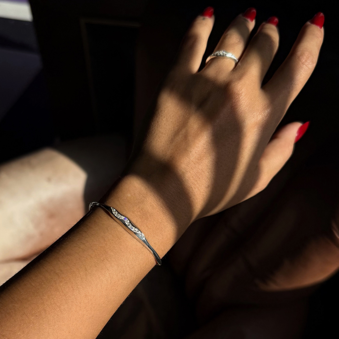 Triffid Silver Pavé Set Cubic Zirconia Cuff