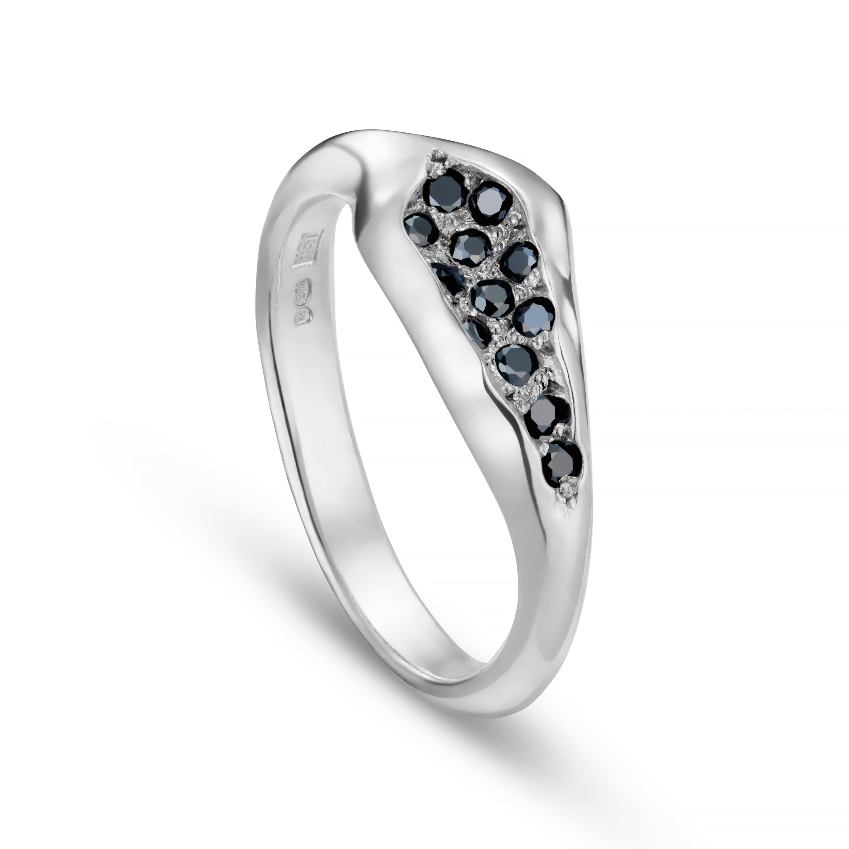 Triffid Silver Off-Centre Cubic Zirconia Ring