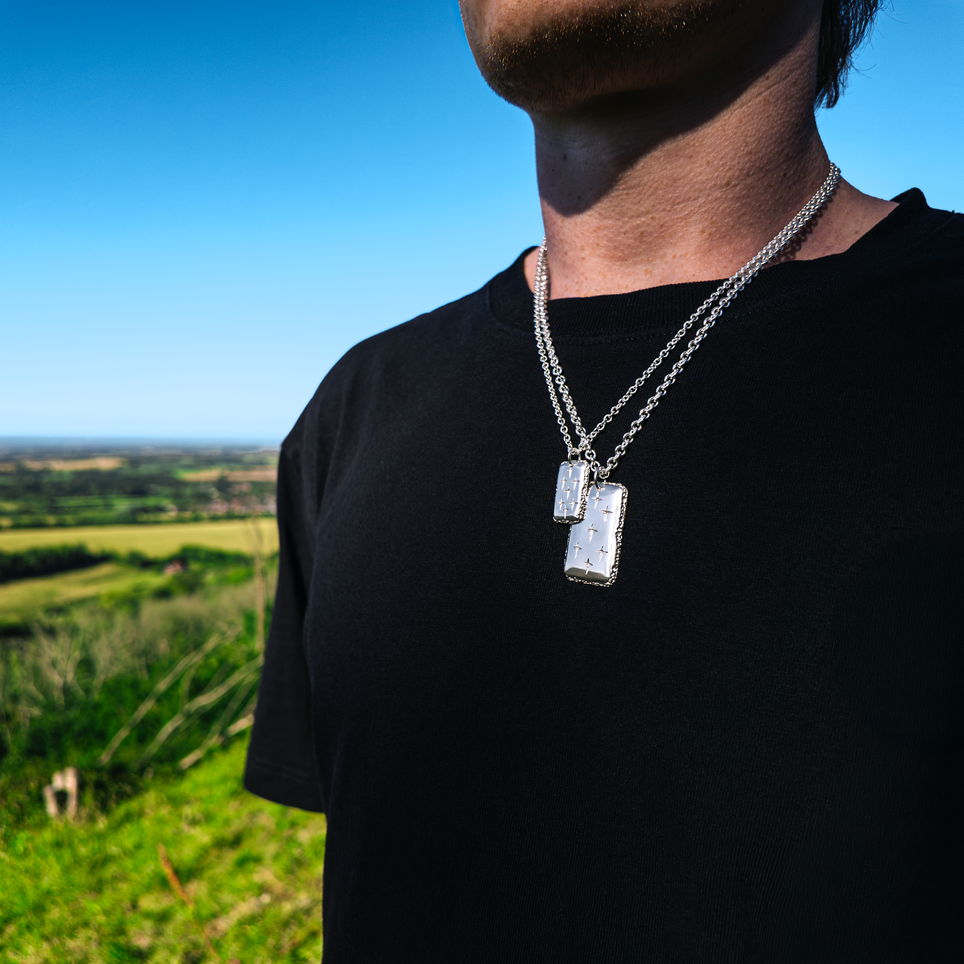 Trinity Small Silver Dog Tag Necklace