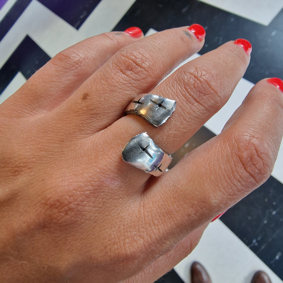 Trinity Silver Crossover Ring