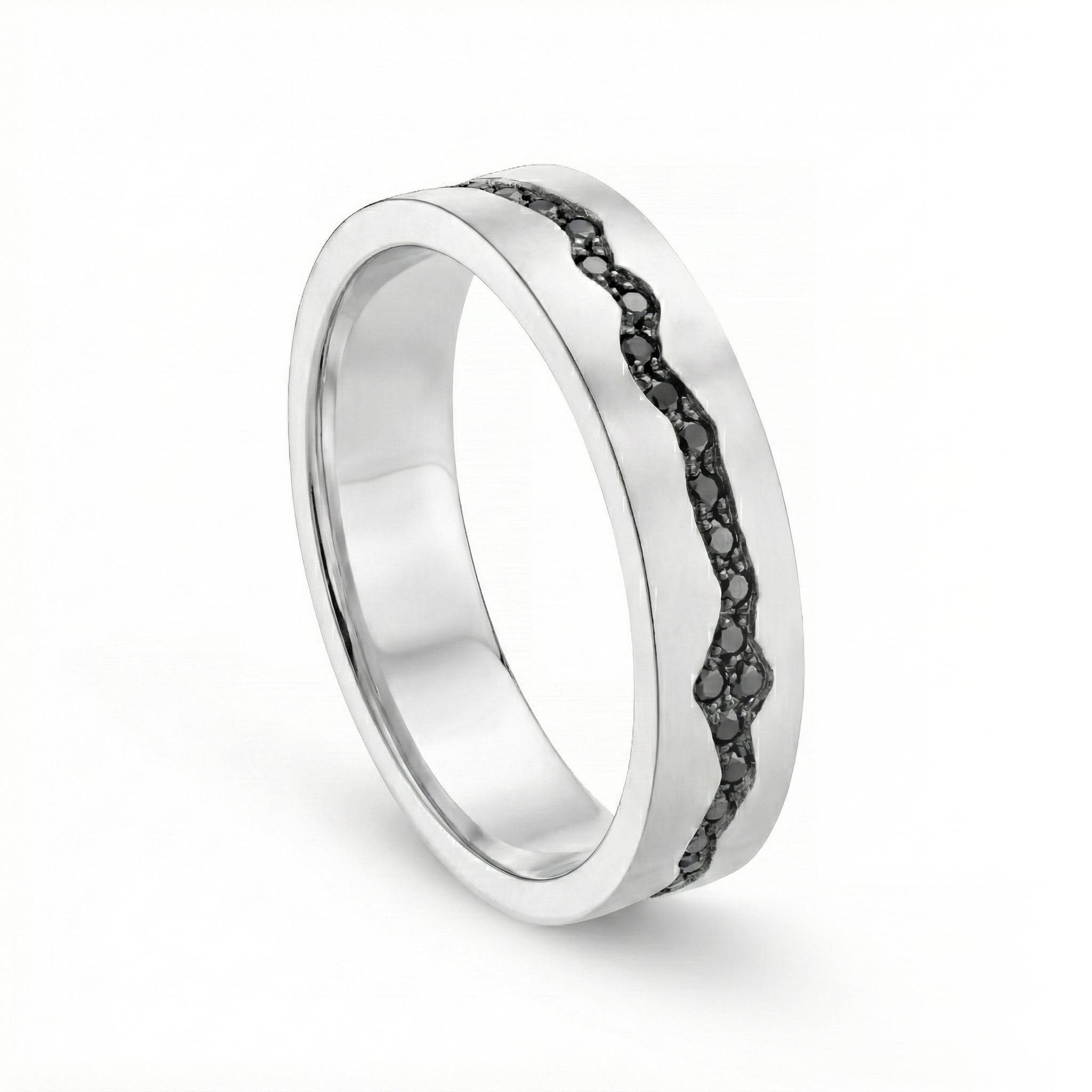 Blitz Platinum Ring with Black Diamonds