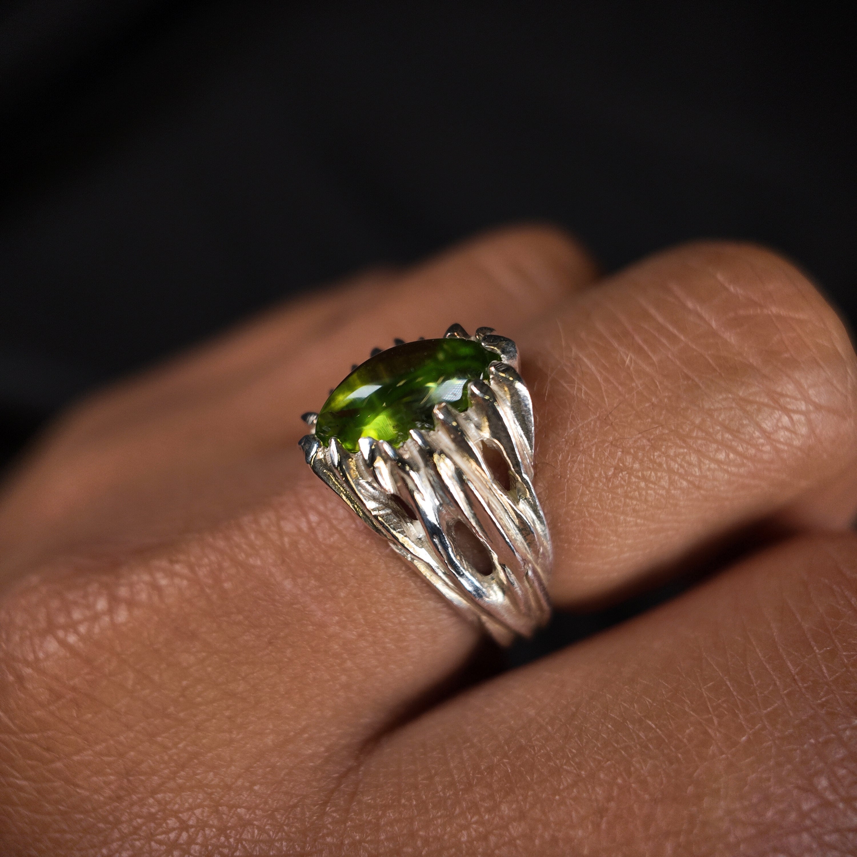 Forest Silver Marquise Gemstome Ring