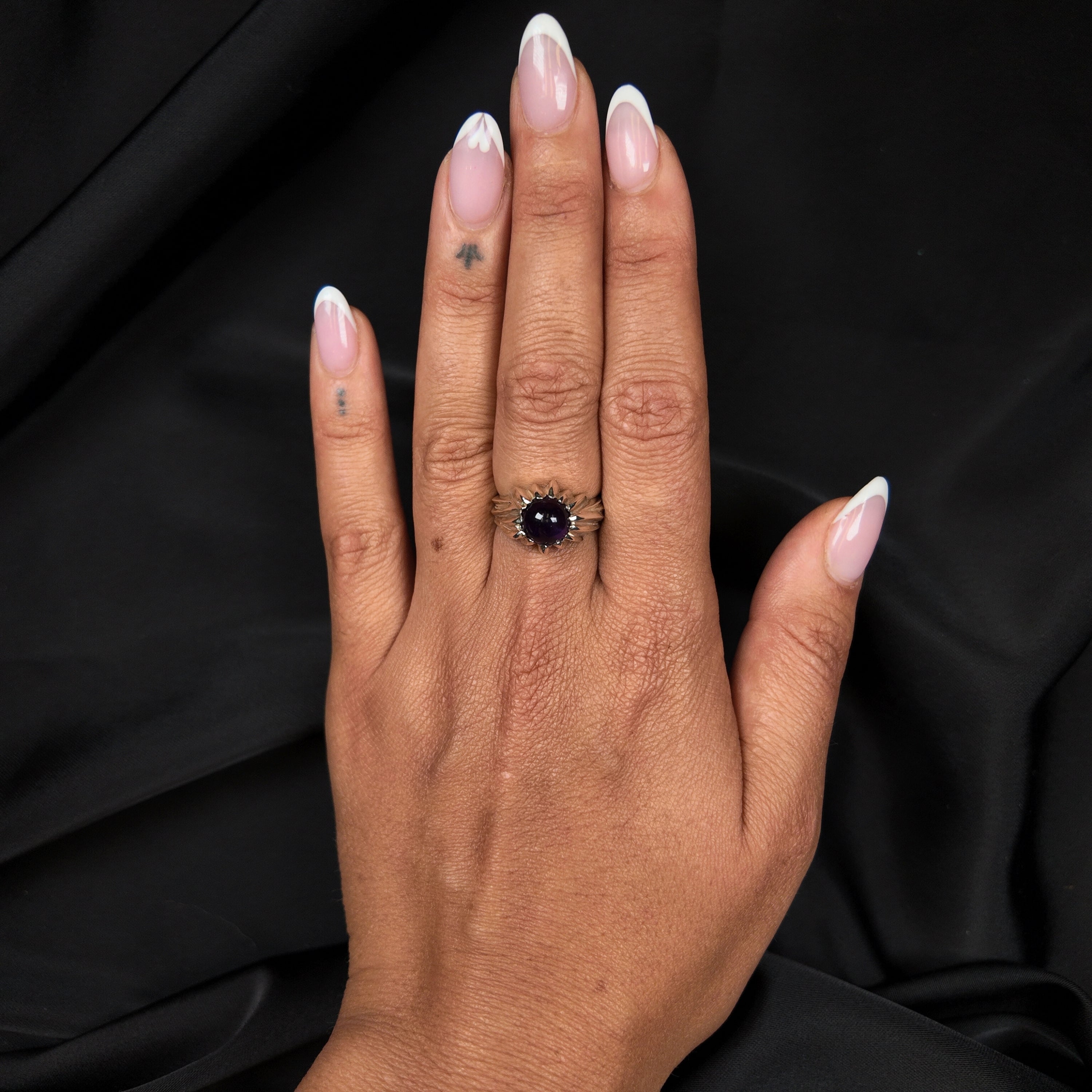 Forest Silver Round Gemstone Ring
