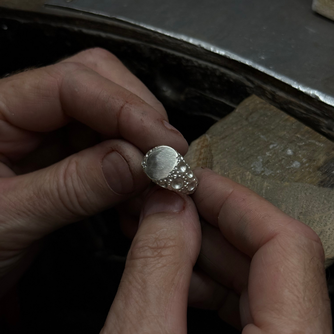 Moon Silver Signet Ring
