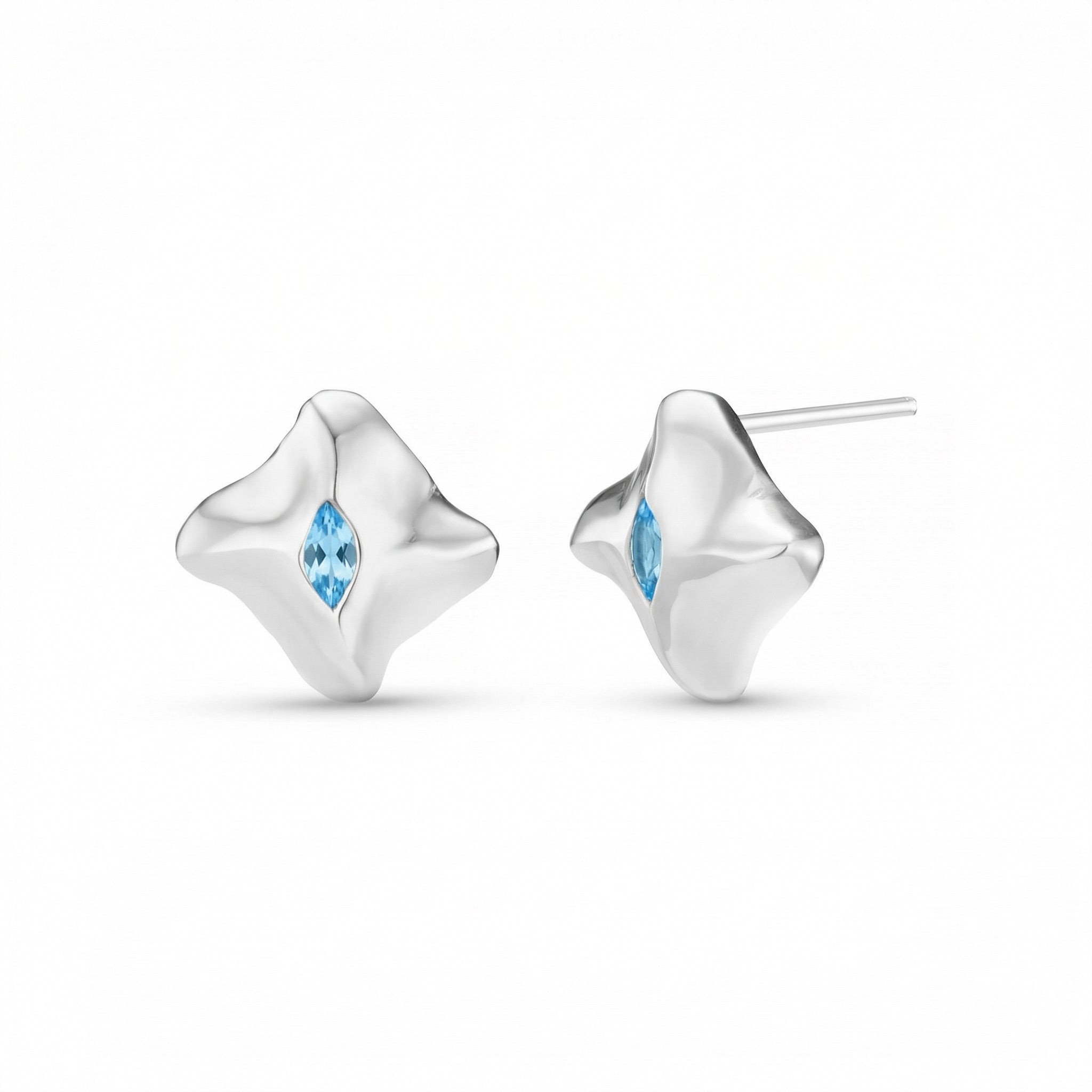 Mantaray Silver Gemstone Ear Studs