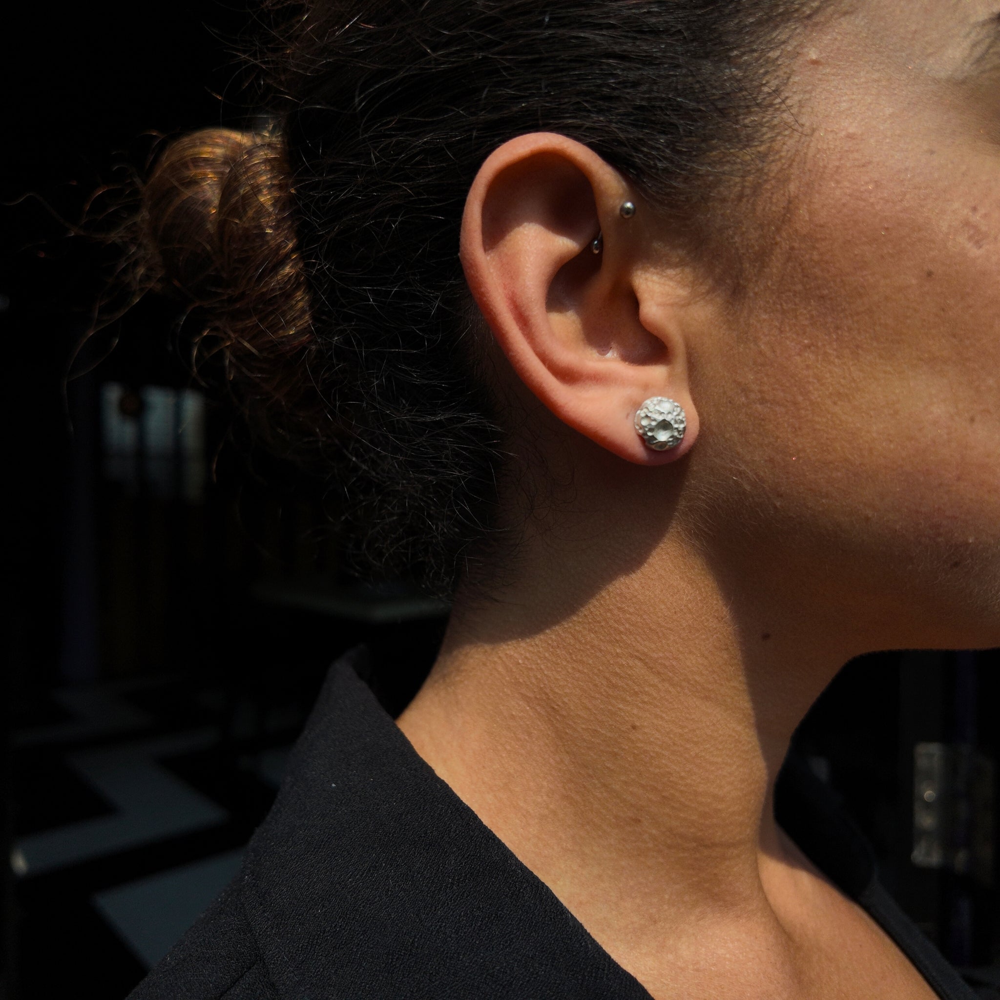 Moon Silver Stud Earrings