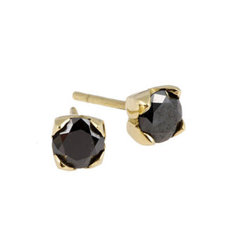 Tulip 18ct Yellow Gold 1 Carat Black Diamond Earrings