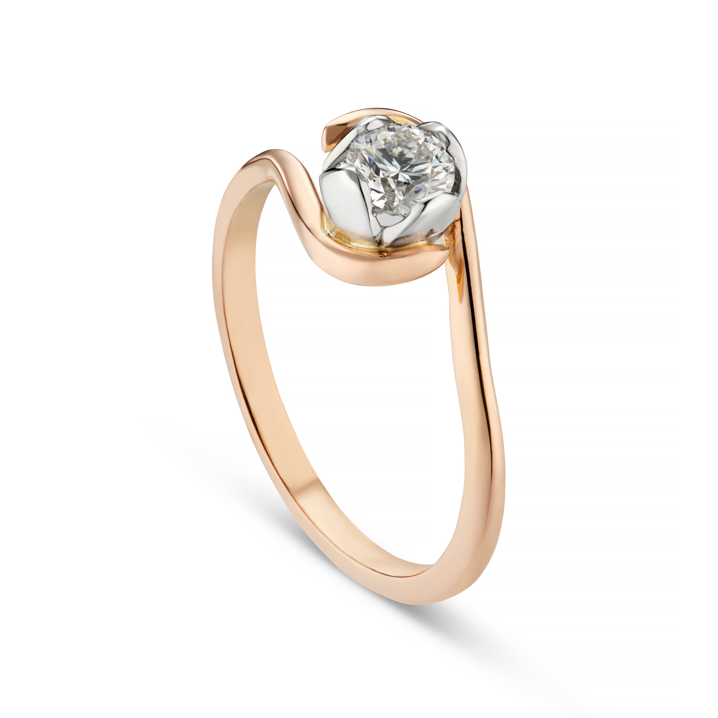 Tulip 18ct Rose Gold Solitaire With .42pt Diamond