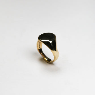 Carved 9ct Yellow Gold Signet Ring