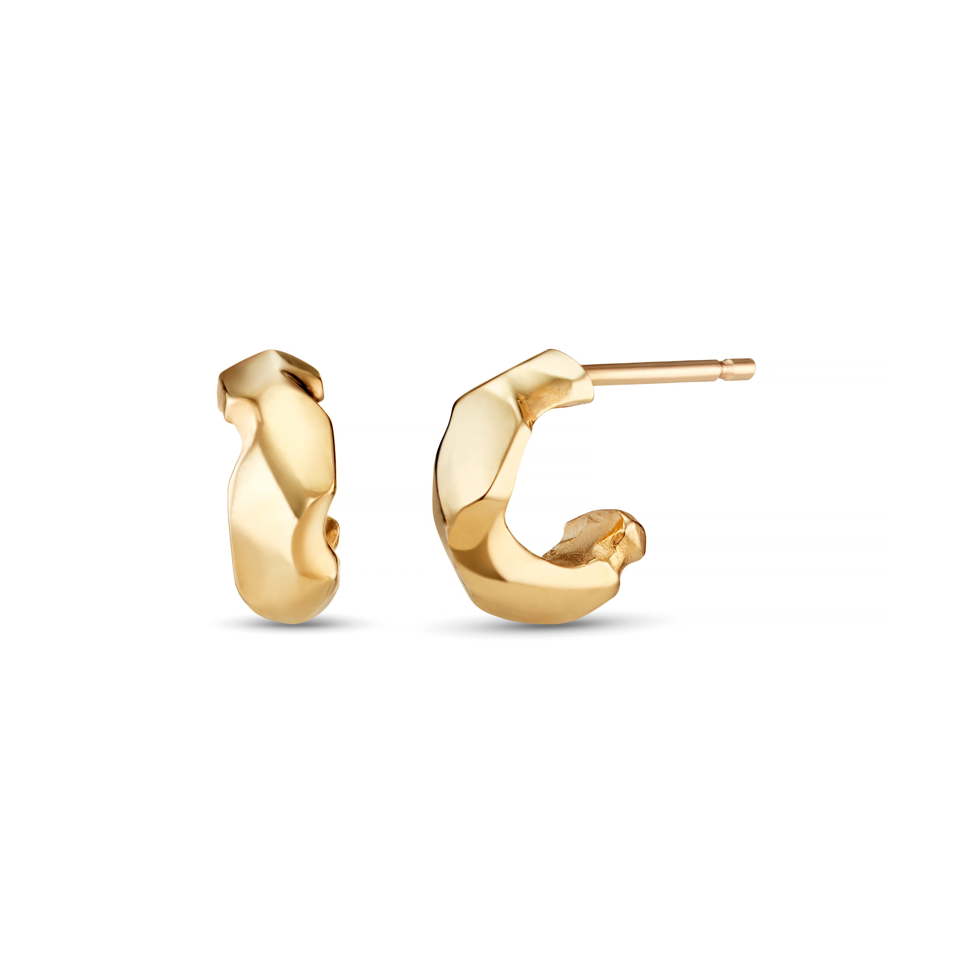 Carved 9ct Gold Tiny Hoops