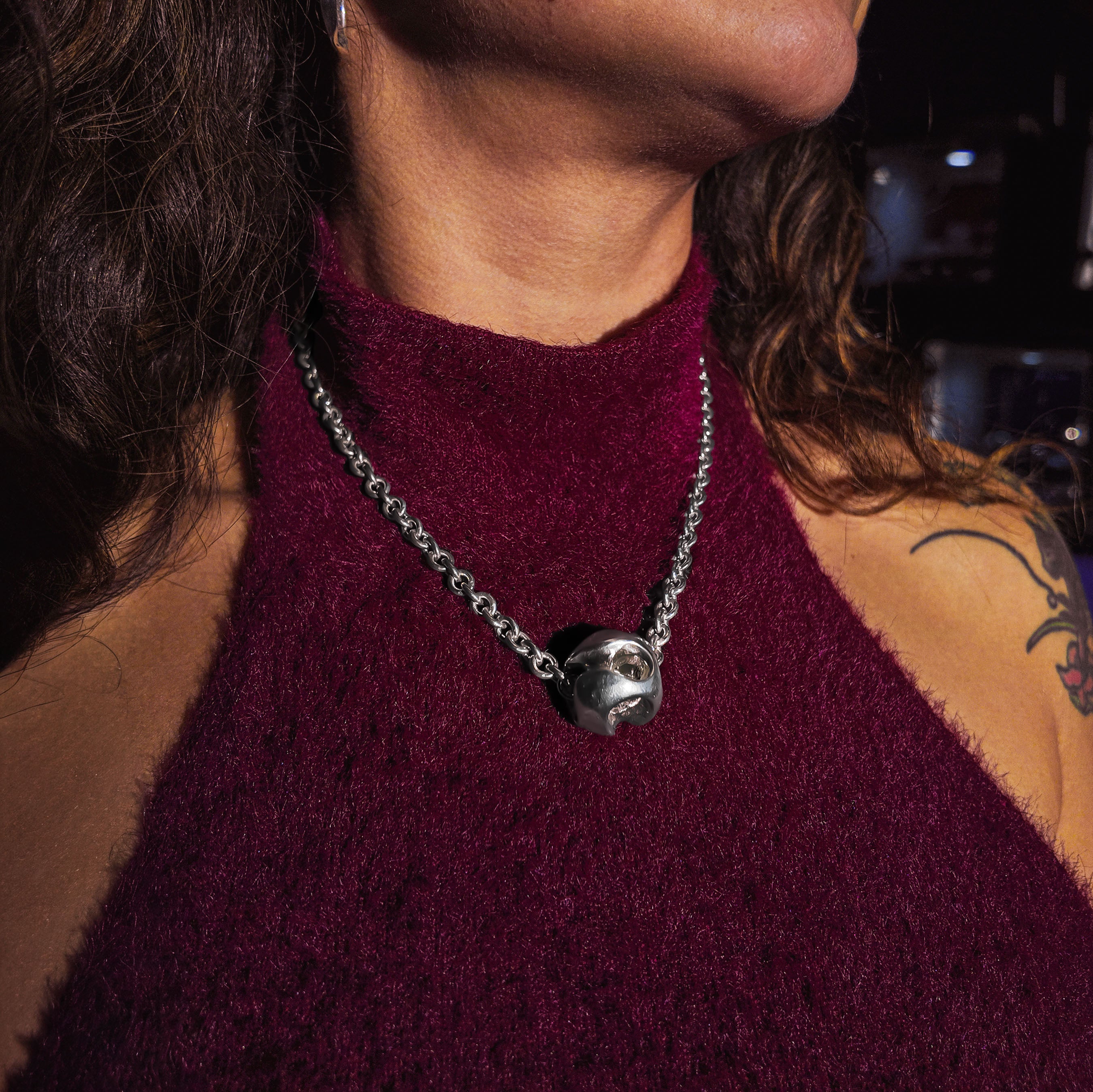 Abstract Silver Ball Necklace