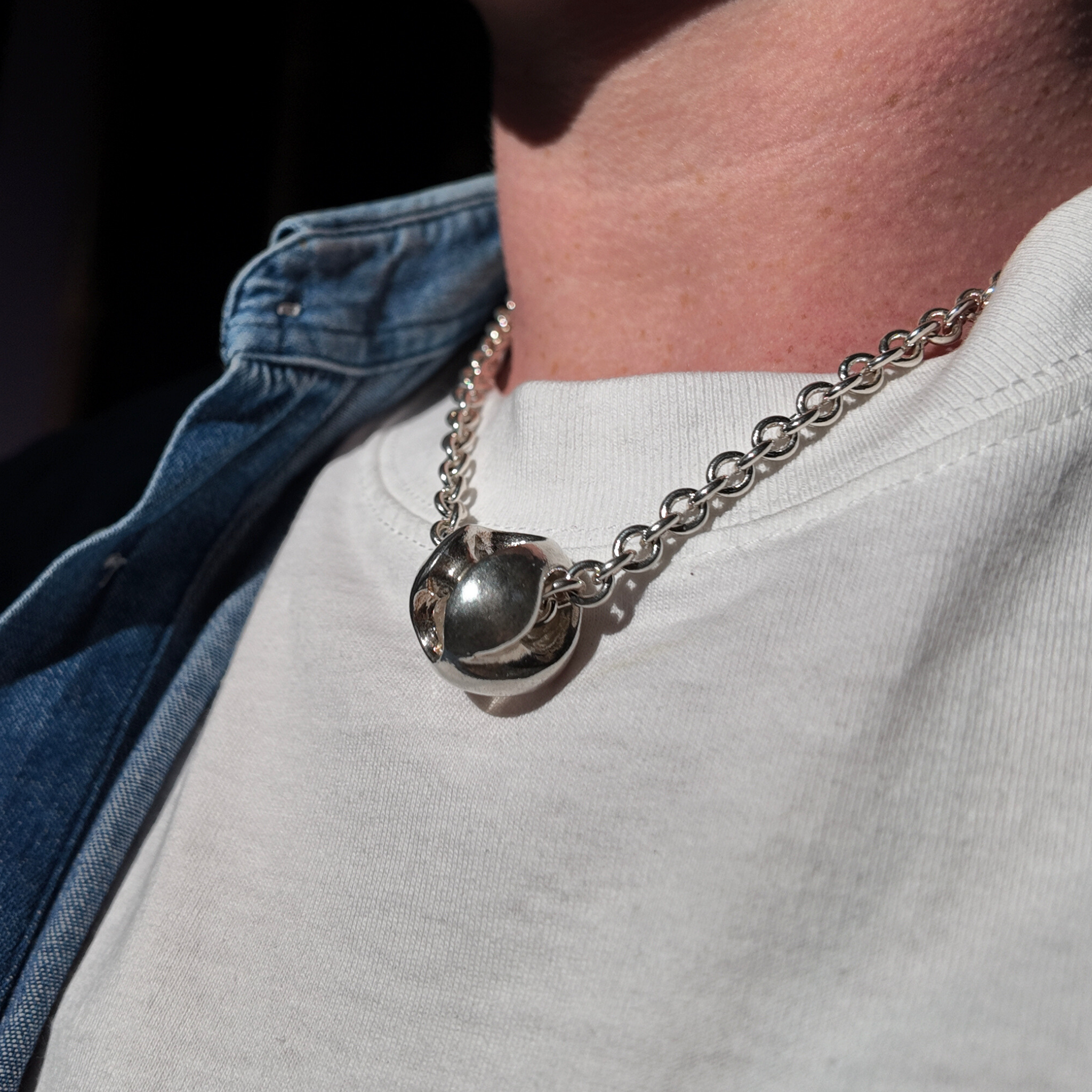 Abstract Silver Ball Necklace