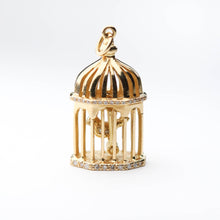 18ct Gold Birdcage with Swinging Bird necklace