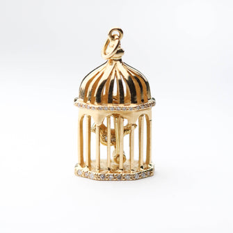 18ct Yellow Gold Birdcage Pendant with Diamonds