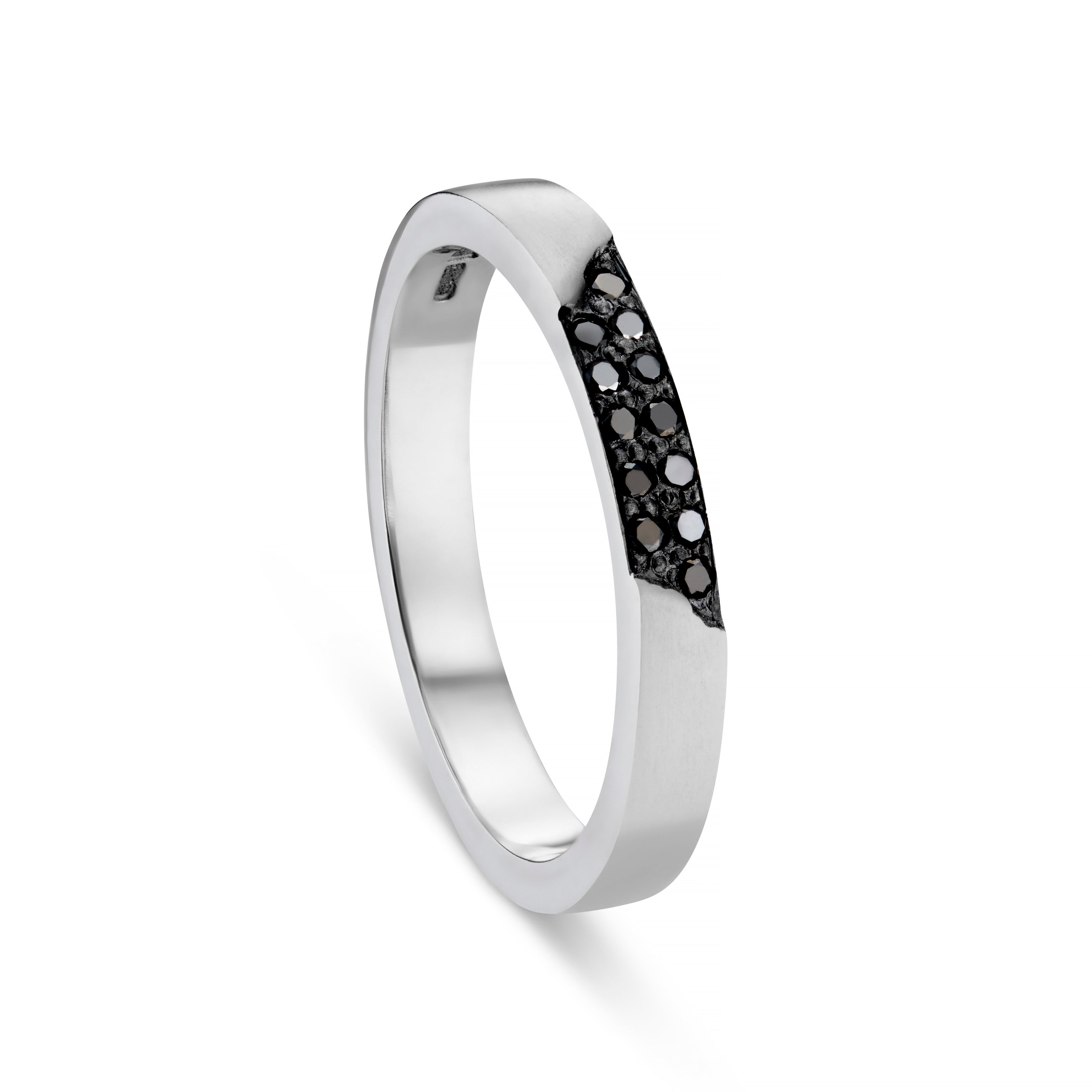 Blitz Platinum 3mm Black Diamond Ring