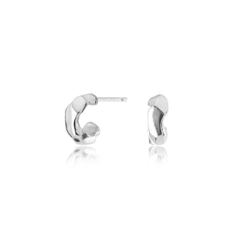 Carved Silver Tiny Hoops
