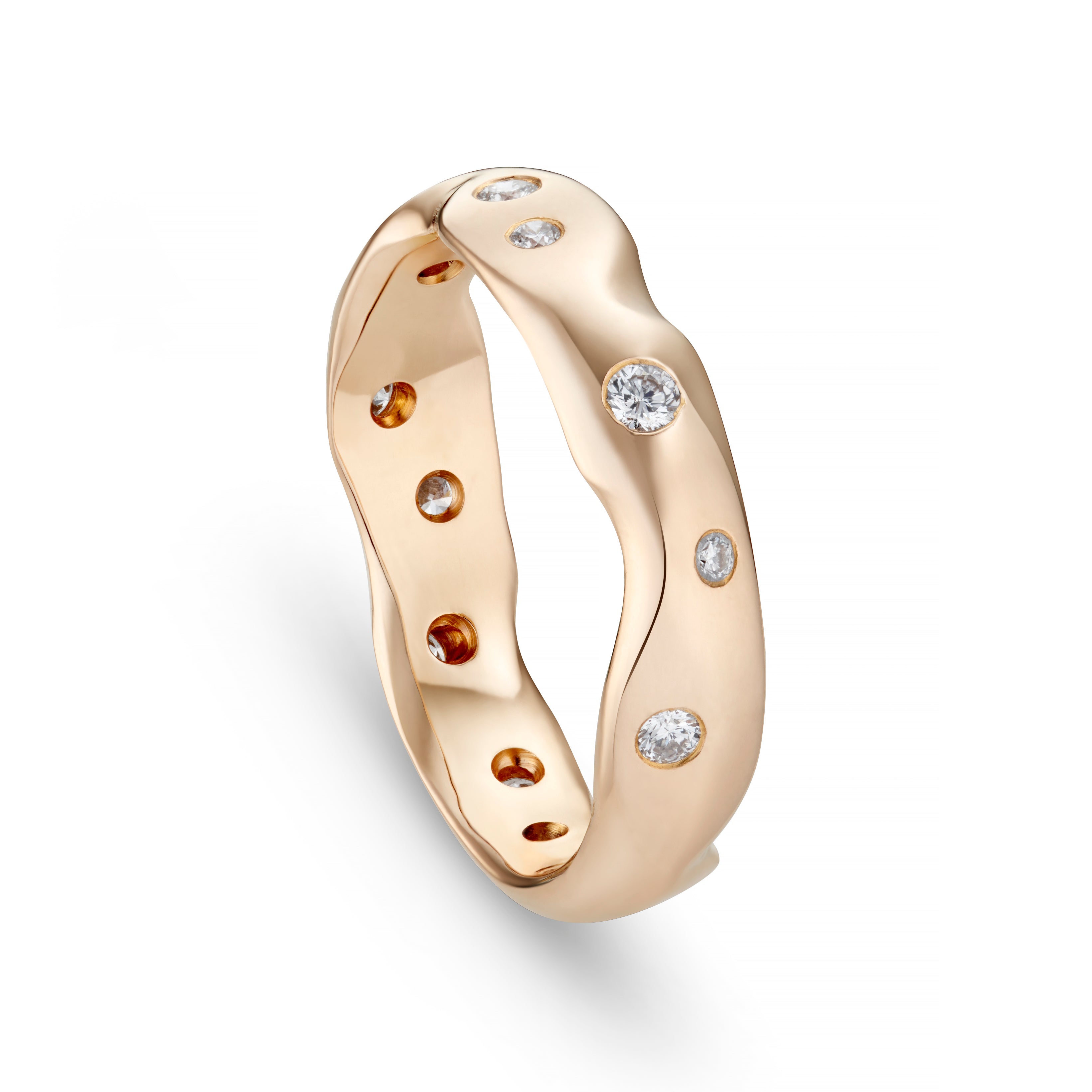 Carved 18ct Rose Gold Diamond Eternity Ring